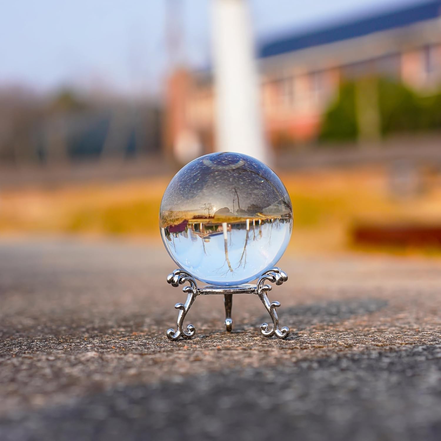 2.3in Sparkling Clear Crystal Ball with Stand 60mm Handcrafted Photography Pr…