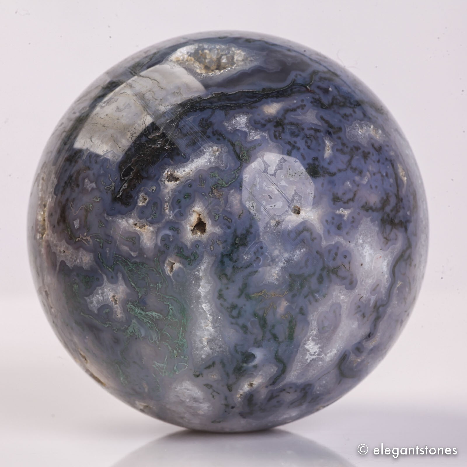 455g 69mm Moss Agate Sphere Crystal Natural Aquatic Plant Water Grass Reiki Ball