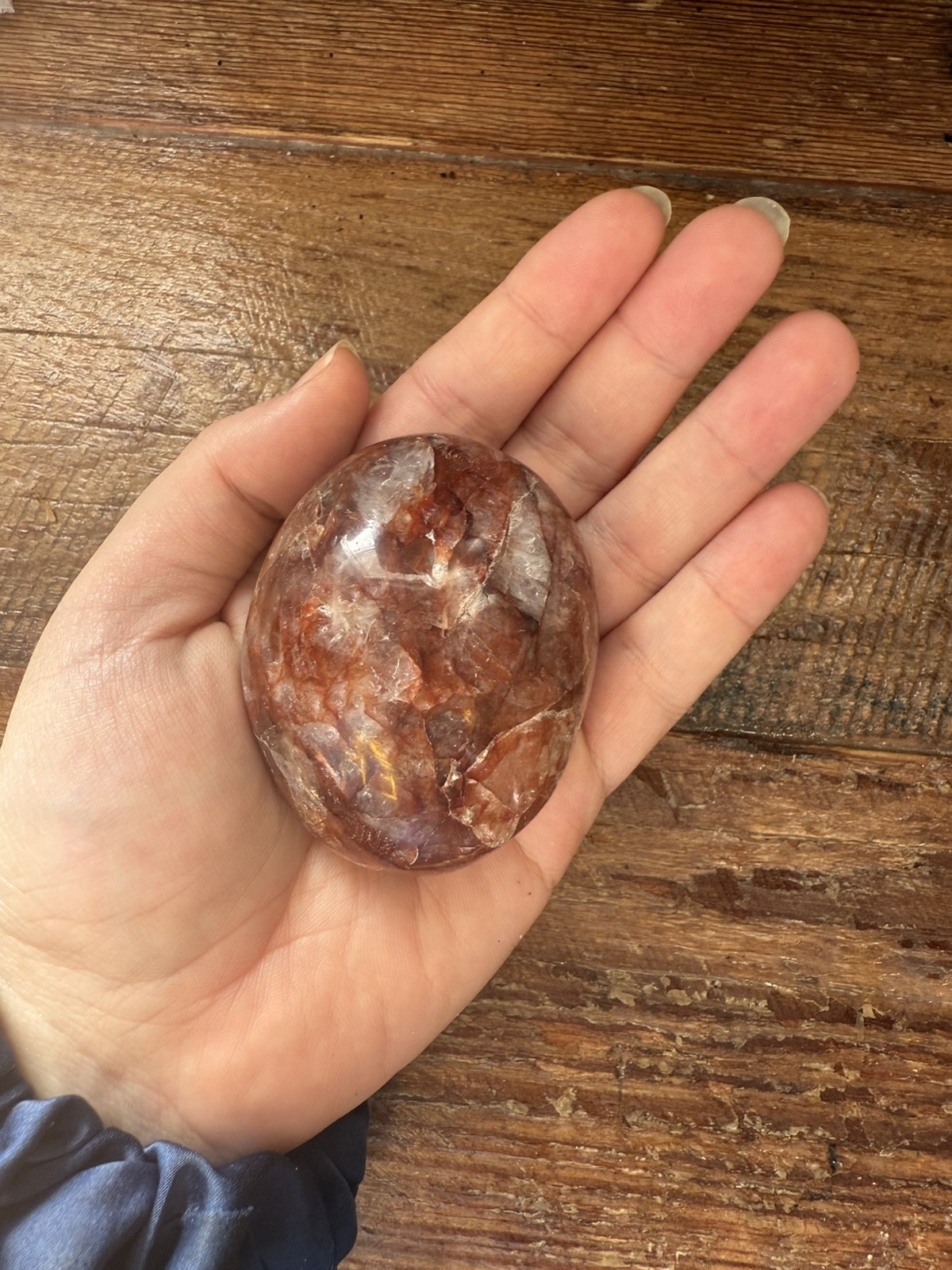 Fire Quartz Crystal Mini Flame and palm stone set of 2 natural healing decor