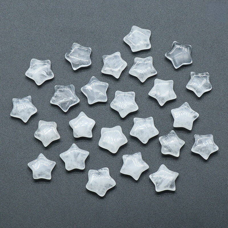 50pcs 15mm Natural White Crystal Stone Carved Gemstone Mini Star Pocket Jewelry