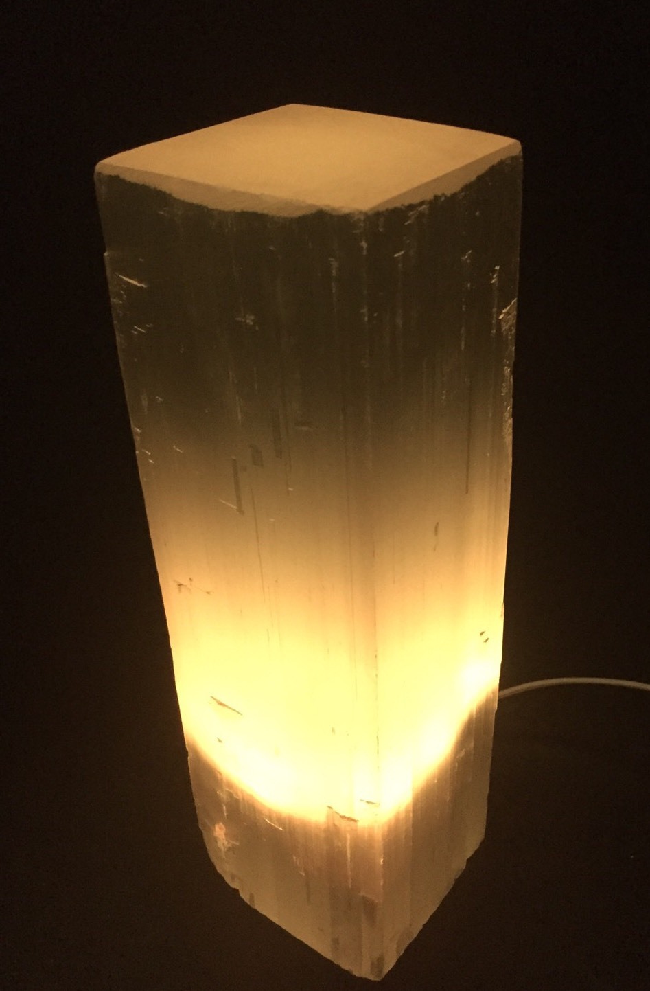 11.5″ Rectangular Selenite Lamp LED Color Selenite Tower Lamp Crystal Log Reiki.