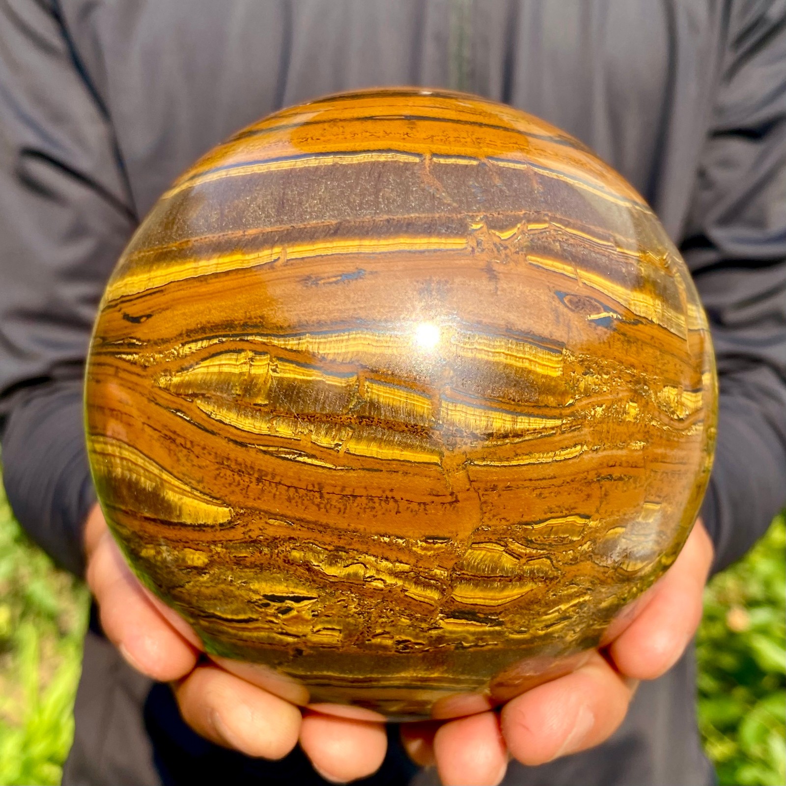 4.76LB Large Natural Tiger Eye Stone Crystal Ball Quartz Healing Sphere Décor