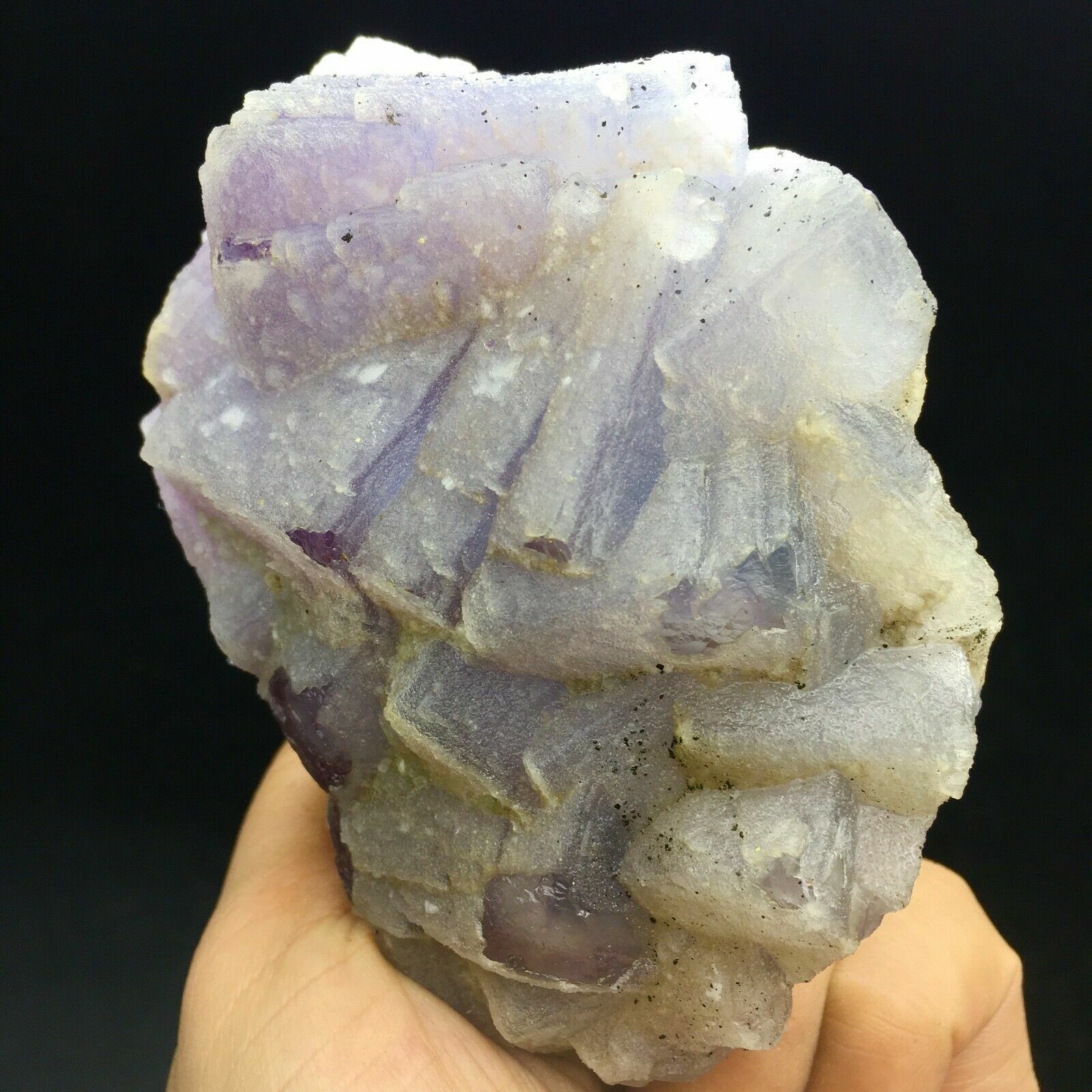 450g Transparent Light Purple Cubic Fluorite Crystal Cluster Mineral Specimen
