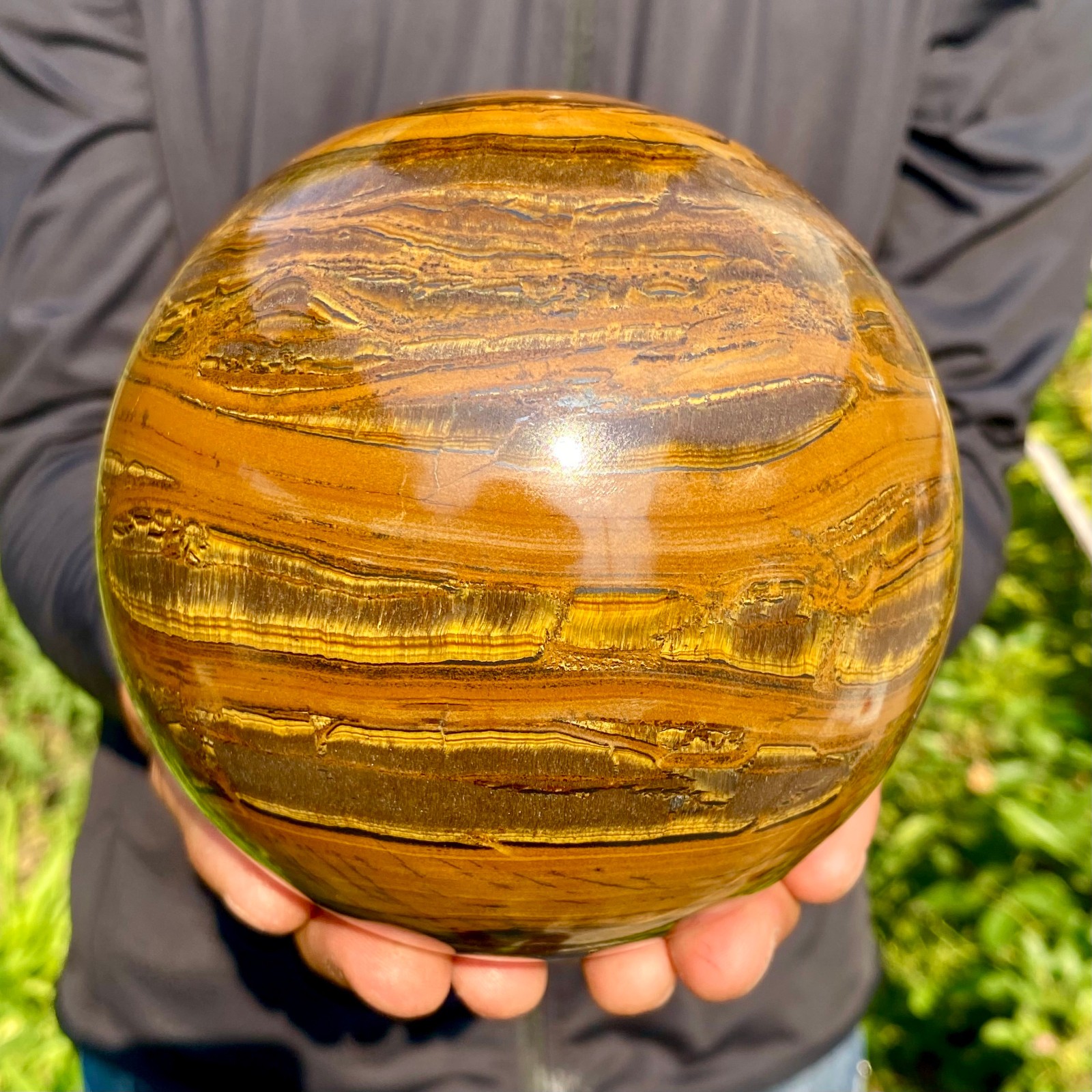5.95LB Large Natural Tiger Eye Stone Crystal Ball Quartz Healing Sphere Décor