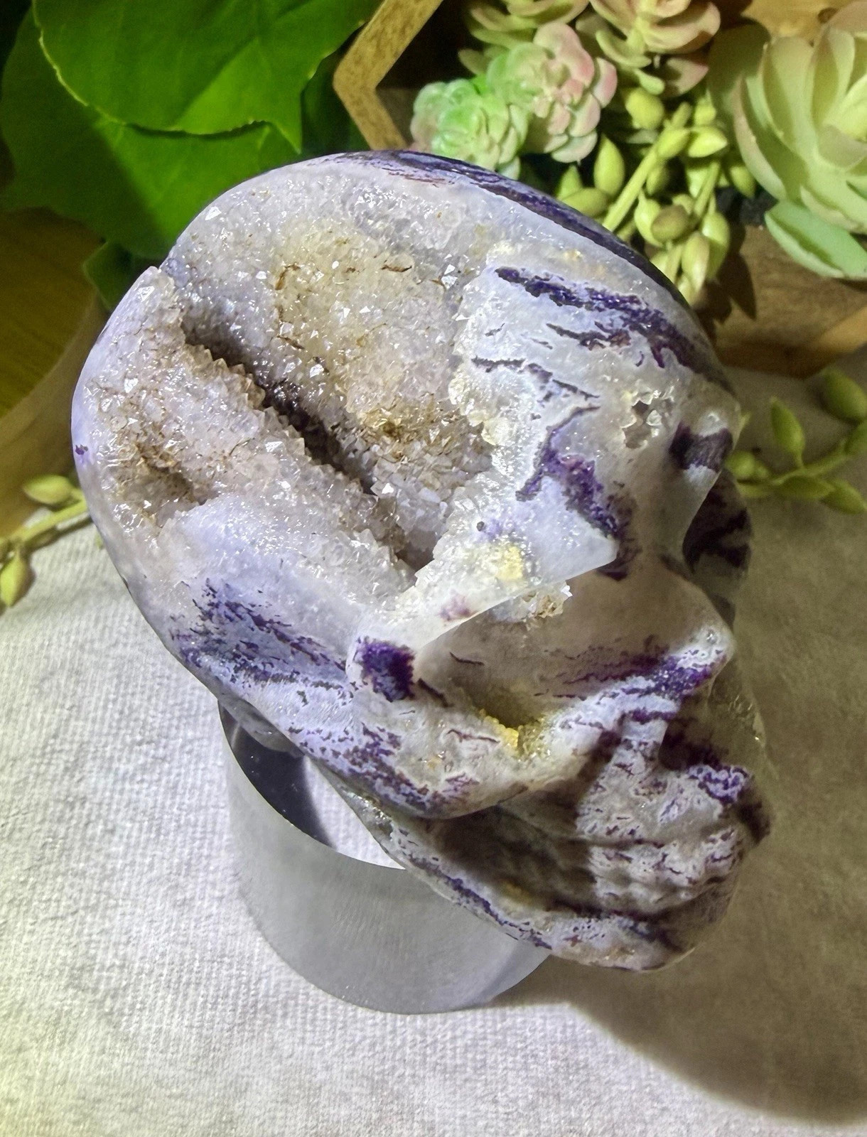 Crystal 328g Purple Sphalerite Skull Quartz Druzy Specimen Mineral Cluster