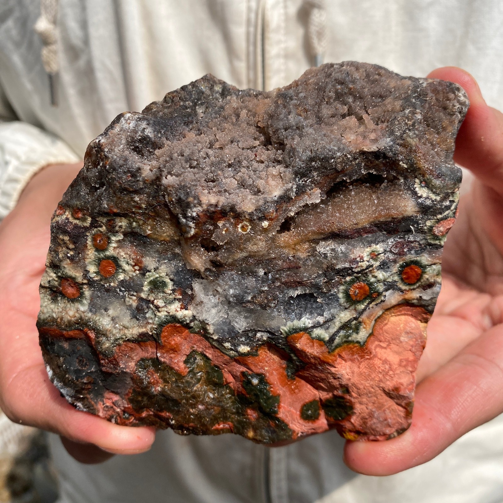 1.4lb Raw Natural colourful ocean jasper quartz crystal rough mineral specimen