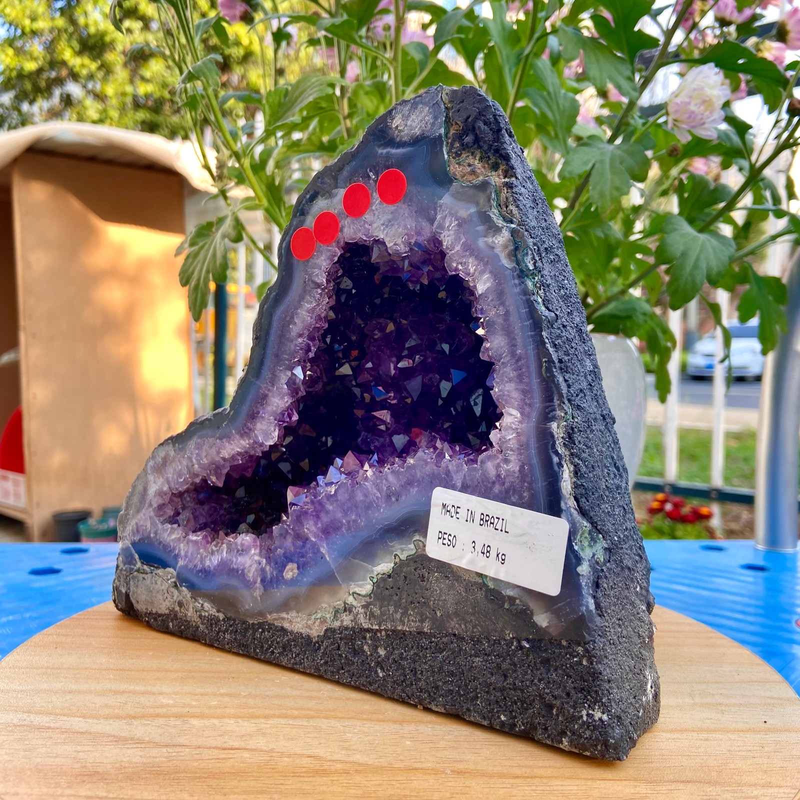 7.6LB Natural Amethyst Geode Quartz Crystal Cluster Cathedral Energy healing