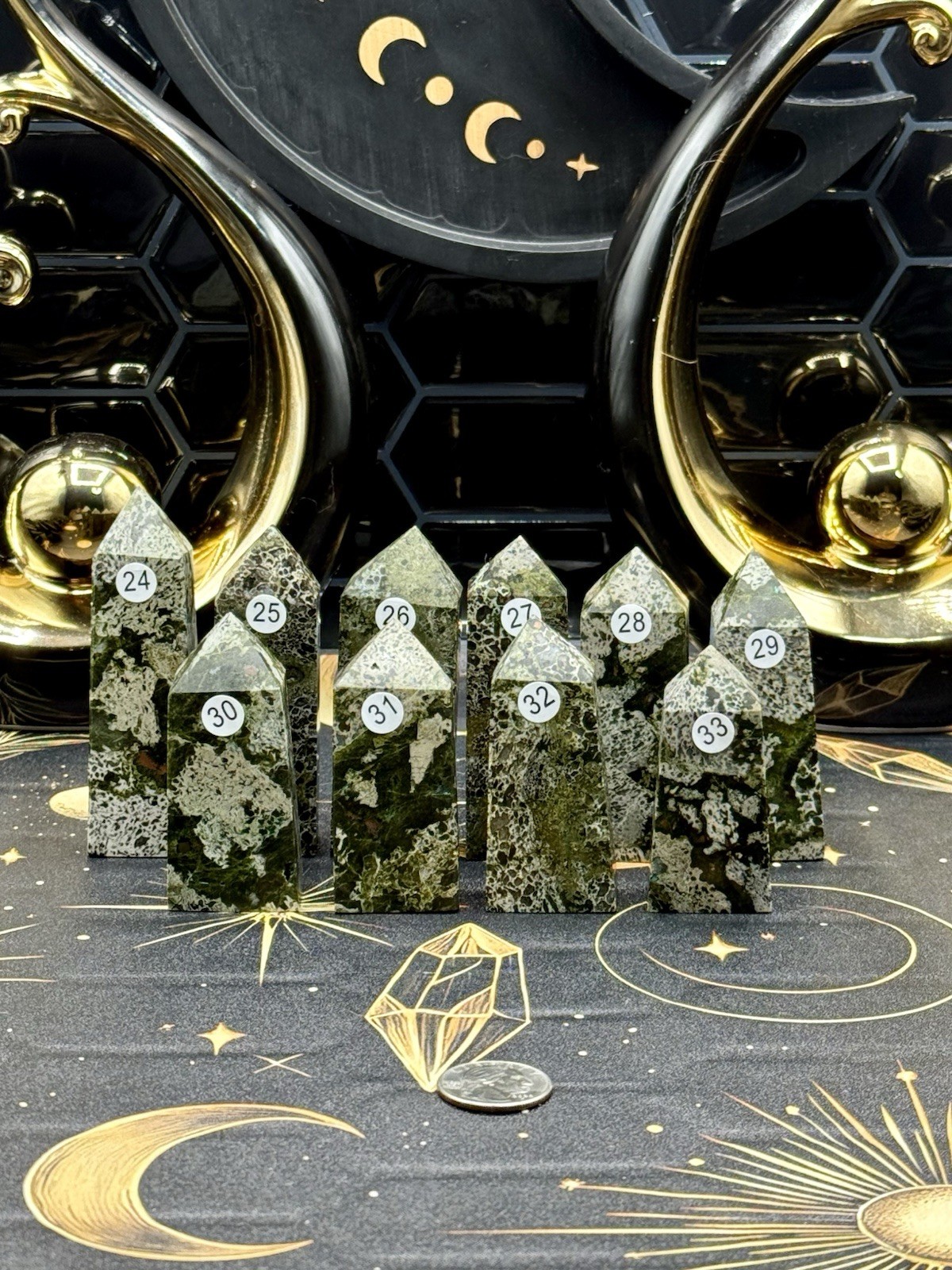 Natural Epidote, some Chrysocola & Copper Old Stock Rare Points Free ship & Gift