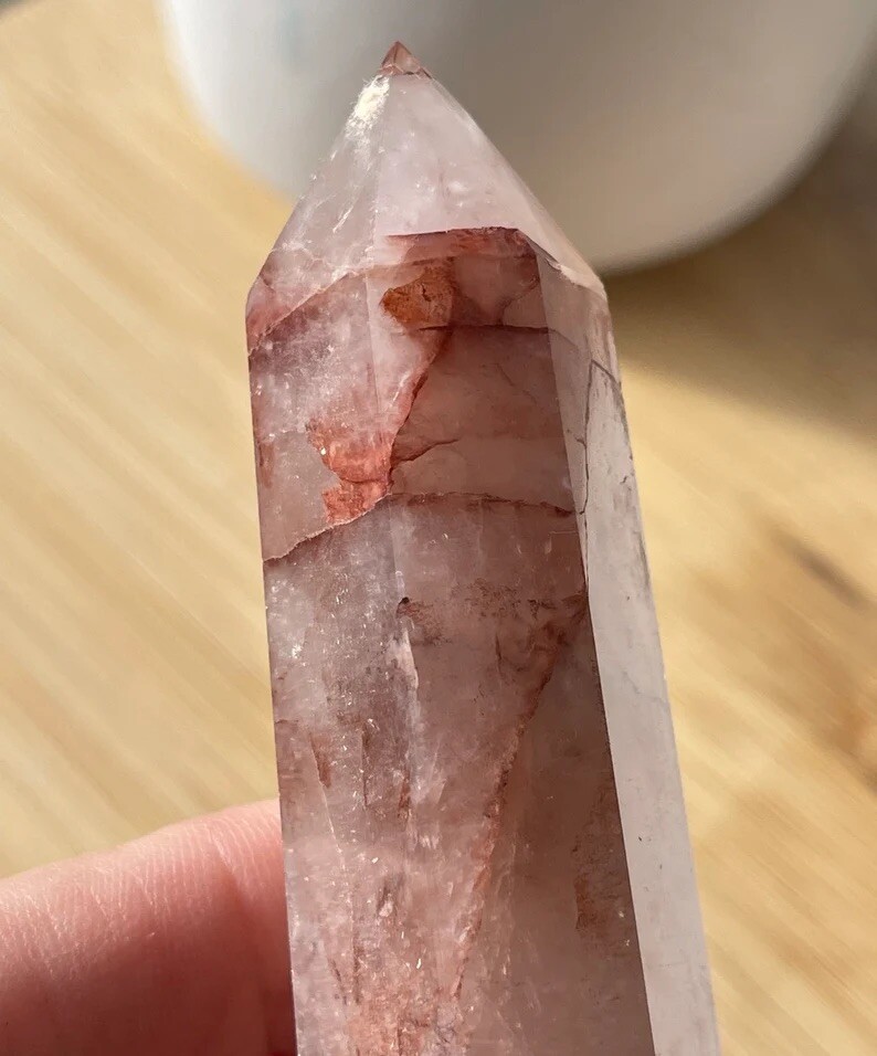 Natural Fire Quartz Tower • Unique Stone Home Decor • reiki Mineral specimens