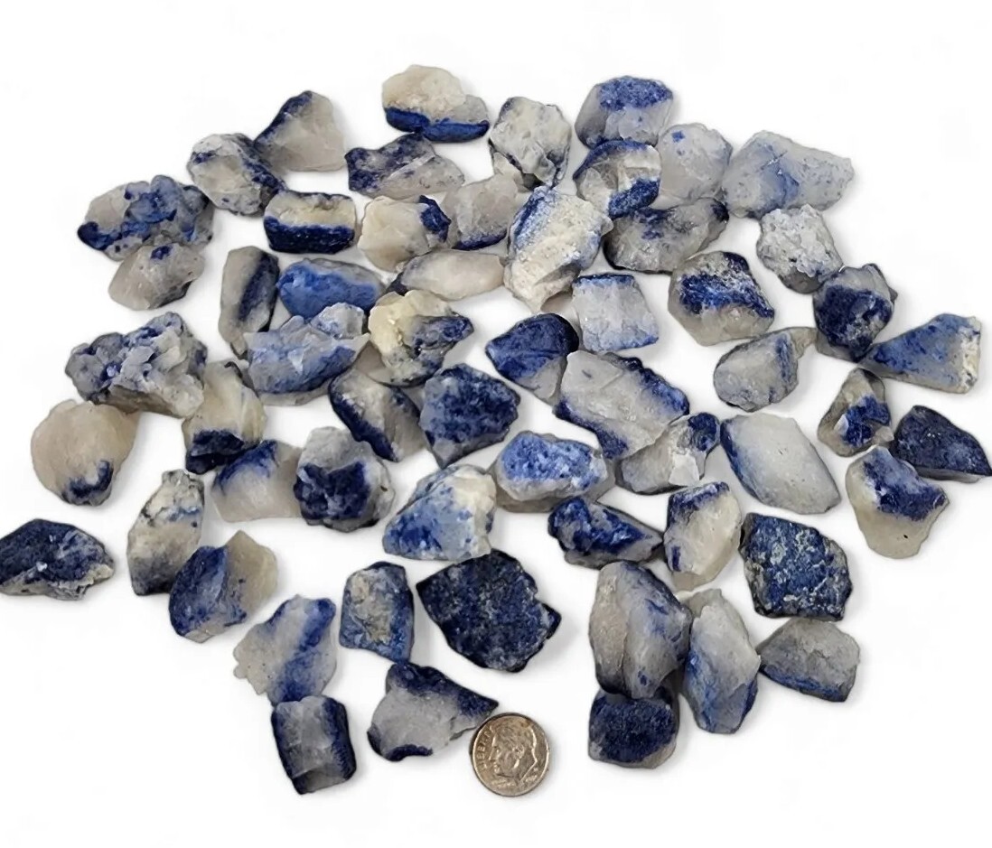 Dumortierite in Quartz Crystal Natural Rough Piece Brazil 1lb 2.8oz.