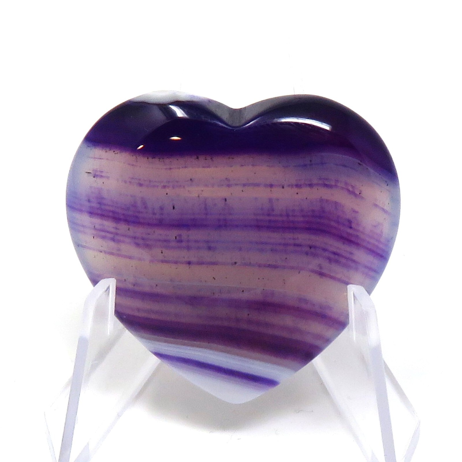 Purple Banded Agate Stone Heart #941 -35mm or 1.37in Valentines Day Love Stone