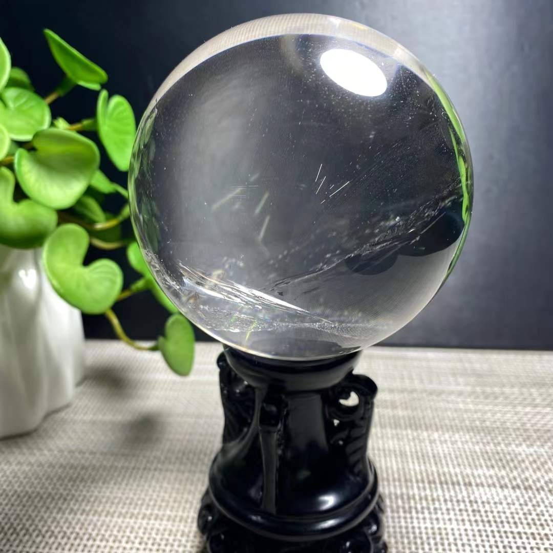 86mm Natural Rainbow White Quartz Sphere Energy Crystal Ball Reiki Decor