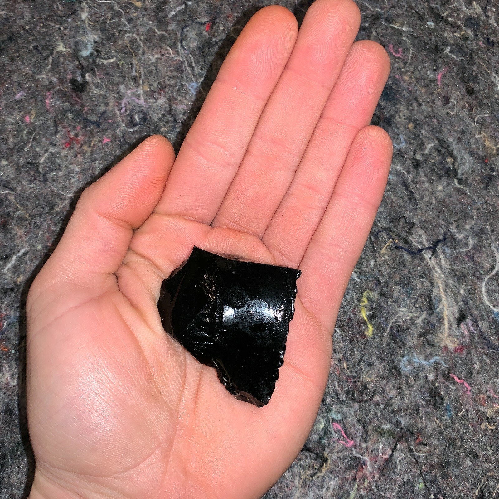 One (1) Charged Black Obsidian Rough Gemstone + A FREE Selenite Charging Stick