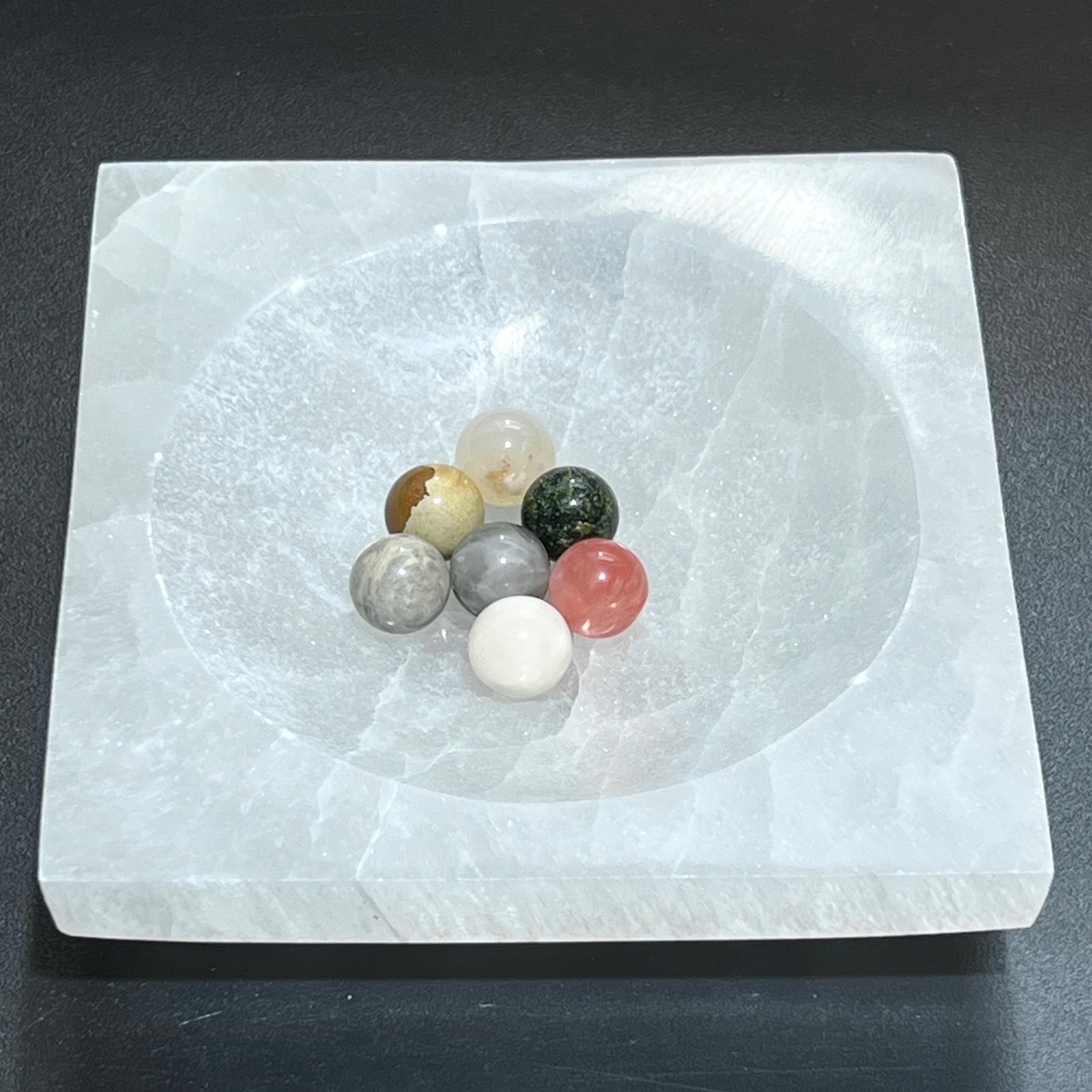 Selenite Satin Spar Large Crystal Square Bowl Carving (5.5 Inches)