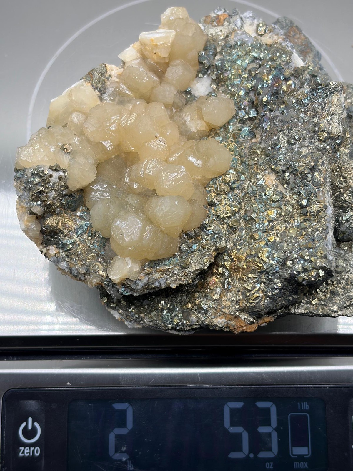 XL Dazzling Calcite Crystals on Chalcopyrite!