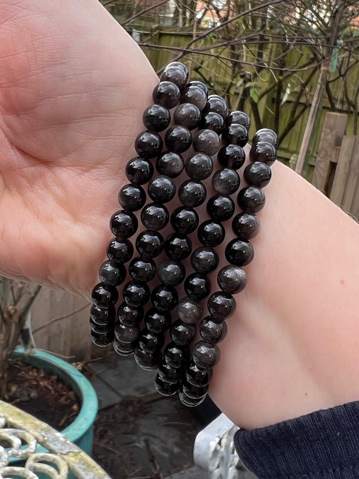 Silver Sheen Obsidian Buddha AAA+ Powerful / Creative / Protective 6mm