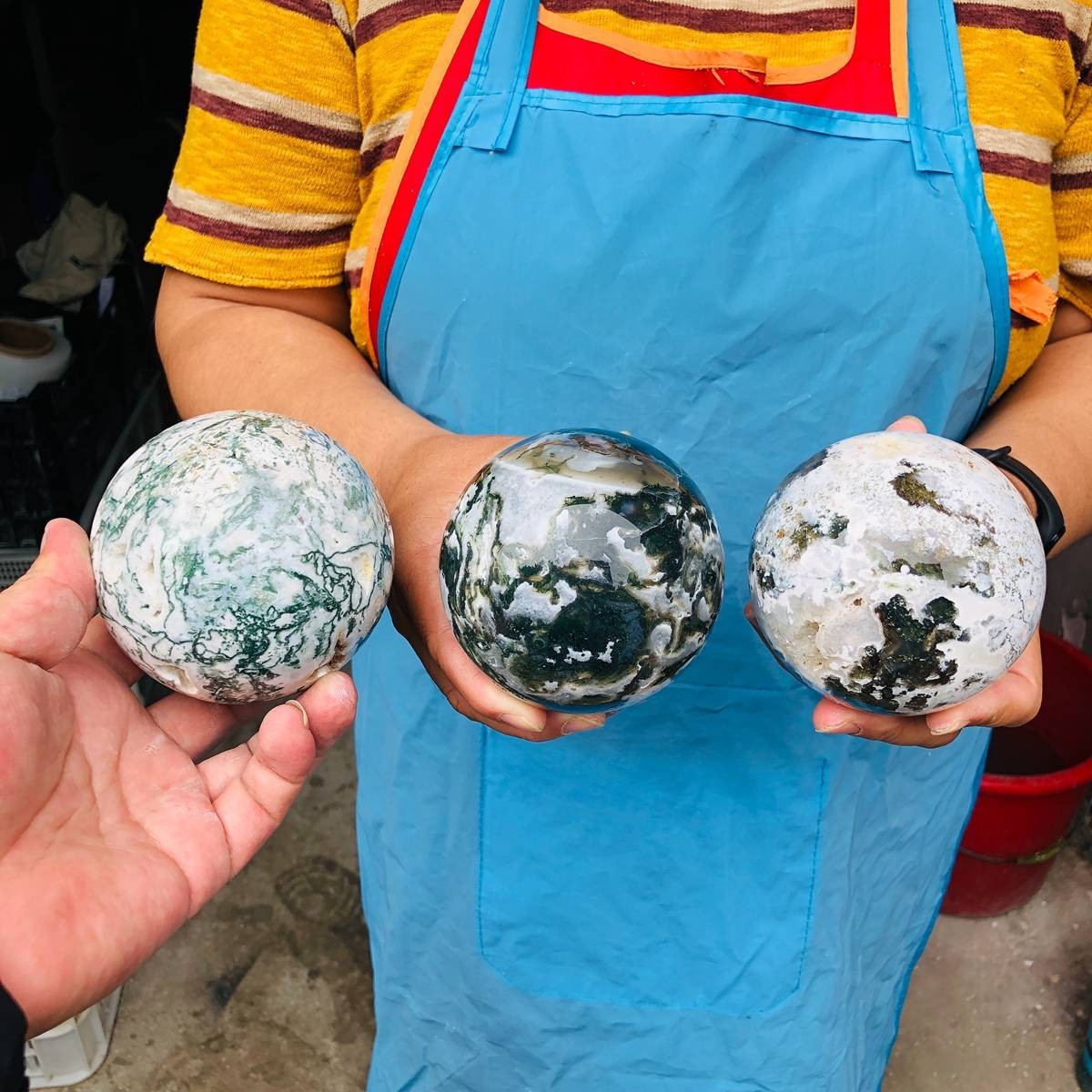 3 pieces 2540g Natural aquatic Agate Ball Quartz Crystal Sphere Healing 2112