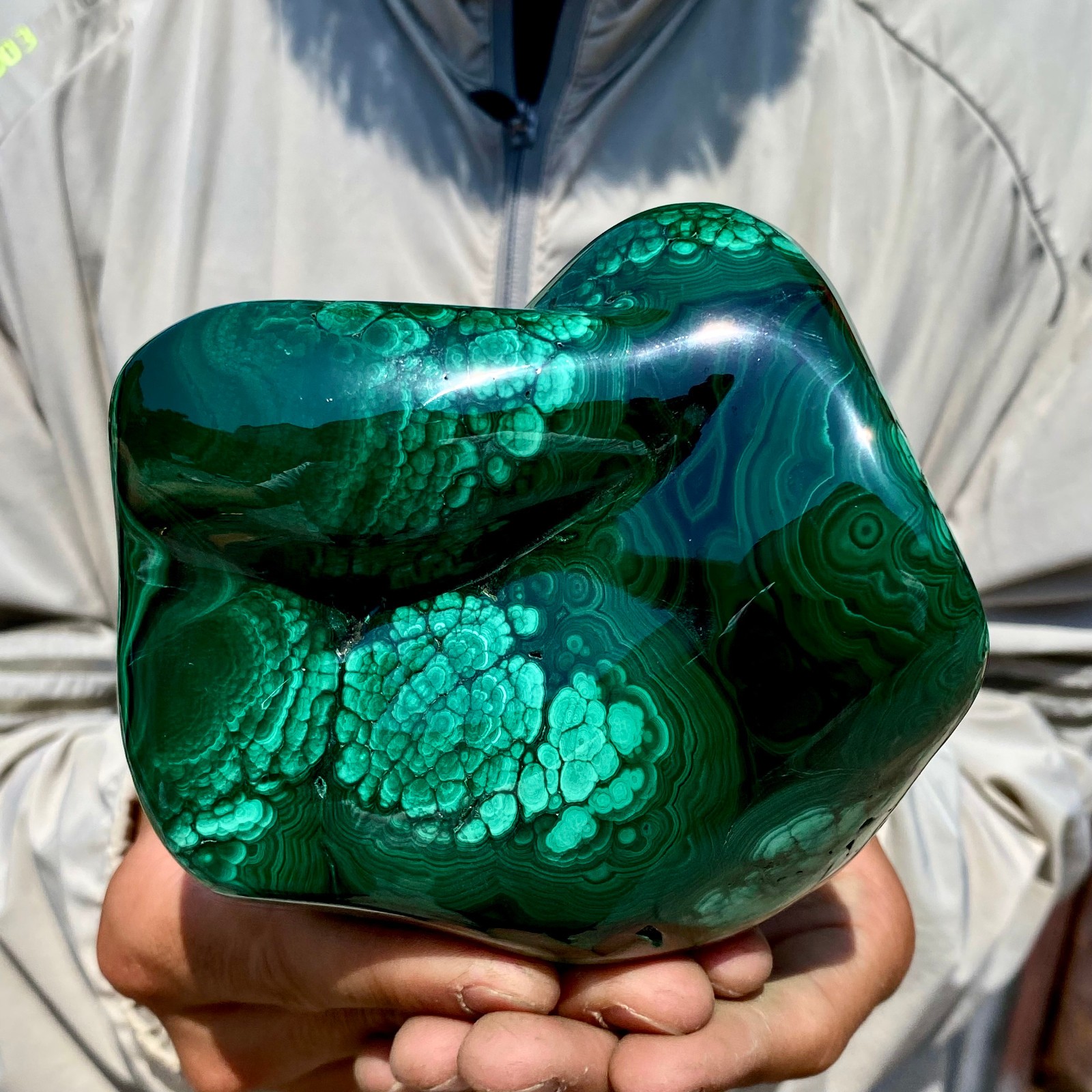 2.4LB Natural glossy Malachite transparent cluster rough mineral sample