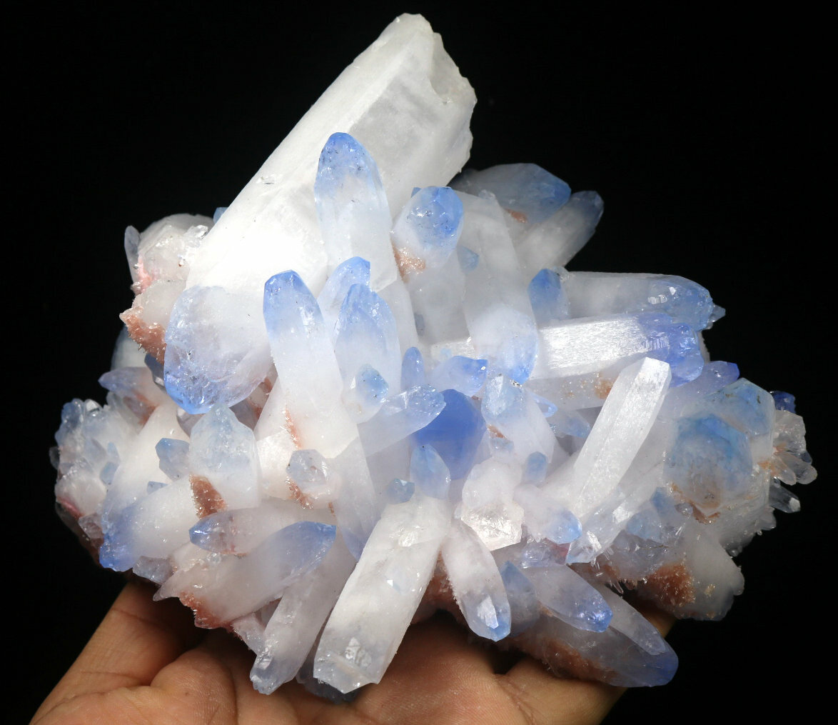 2.46lb Rare Beatiful Blue Tibetan Ghost phantom Quartz Crystal Cluster Specimen