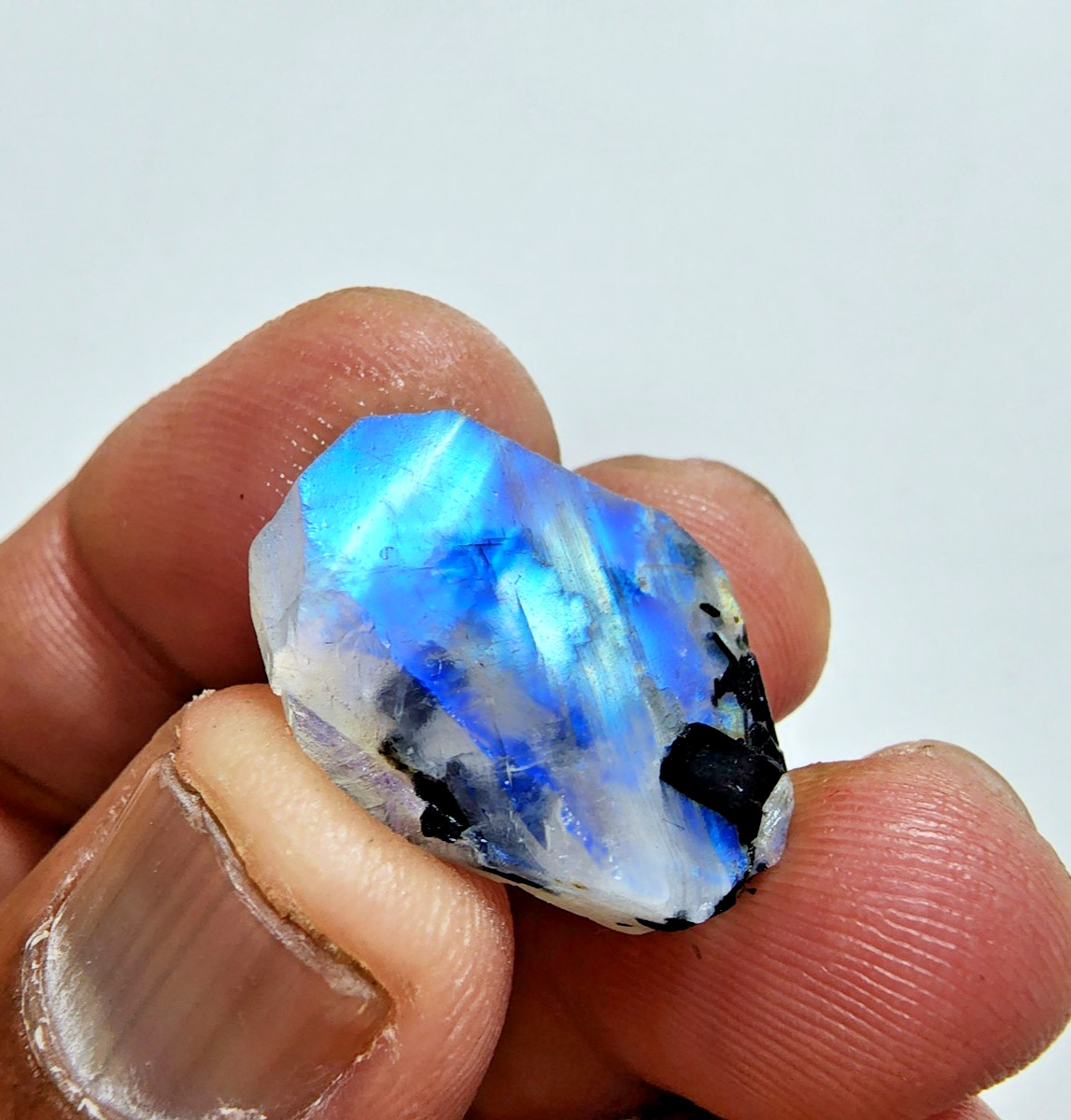 26 Crt Attractive Blue Fire White Rainbow Moonstone Rough Loose Gemstone Jewelry