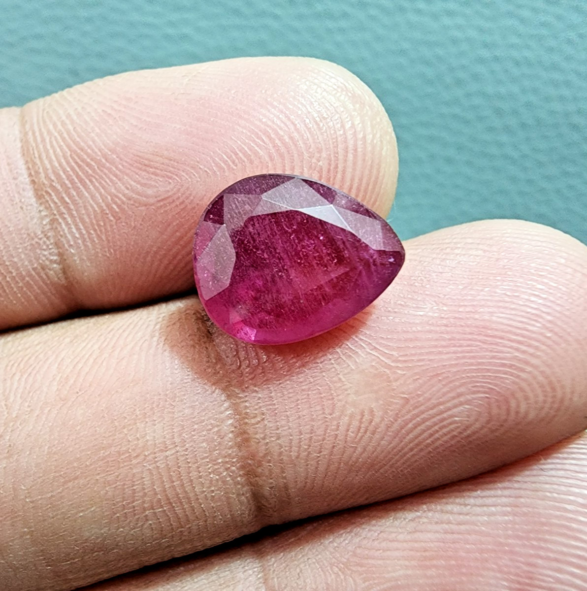 7.25 Crt Excellent Pear Cut Blood Red Ruby Faceted Gemstone Jewelry Use For Ring
