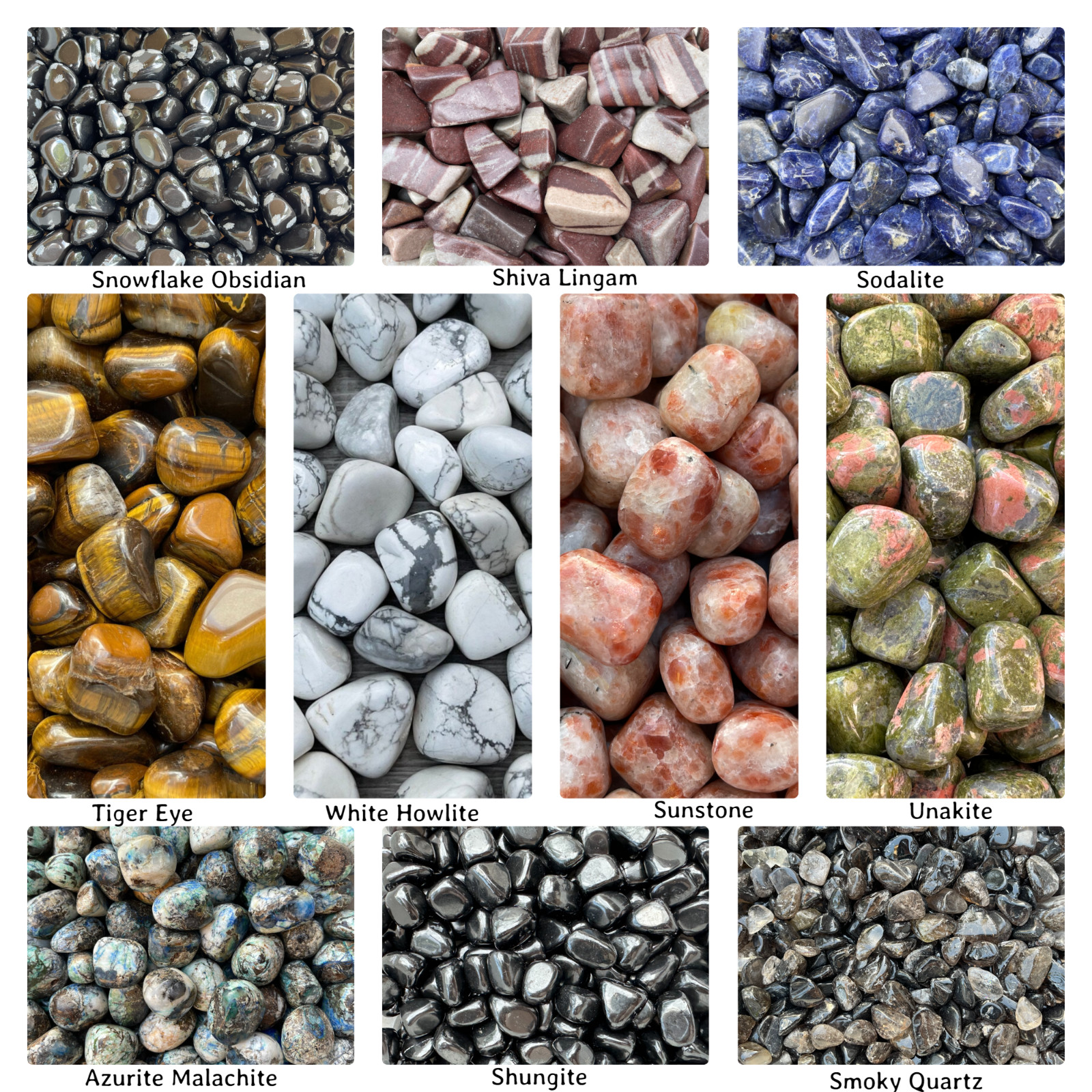 5 Pack Lot Tumbled Stones, 0.75-1.25 Inch, Medium / Large Crystal Healing Stones
