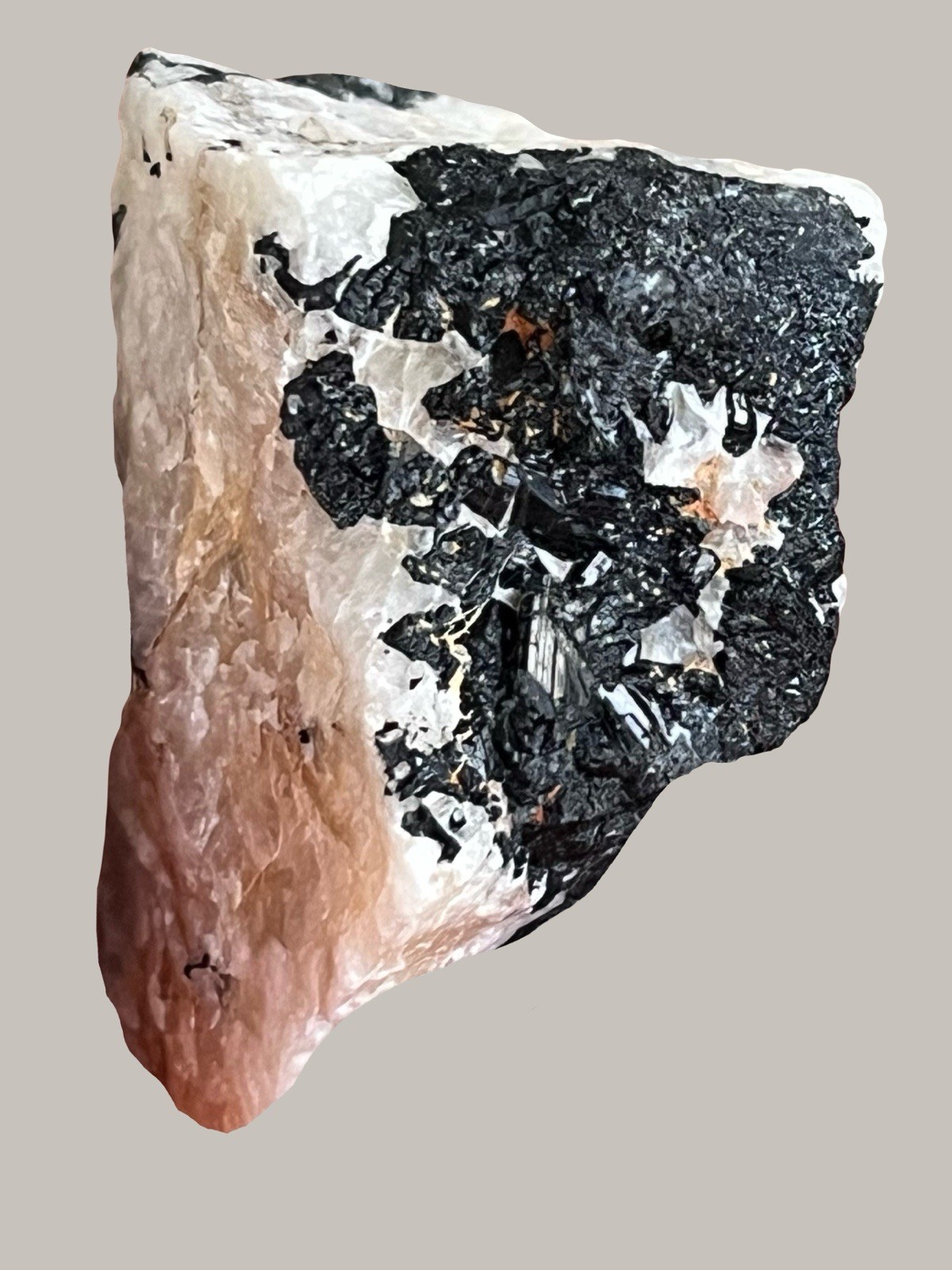 Black Tourmaline And Quartz Specimen.Crystals Gemstones Rocks Minerals