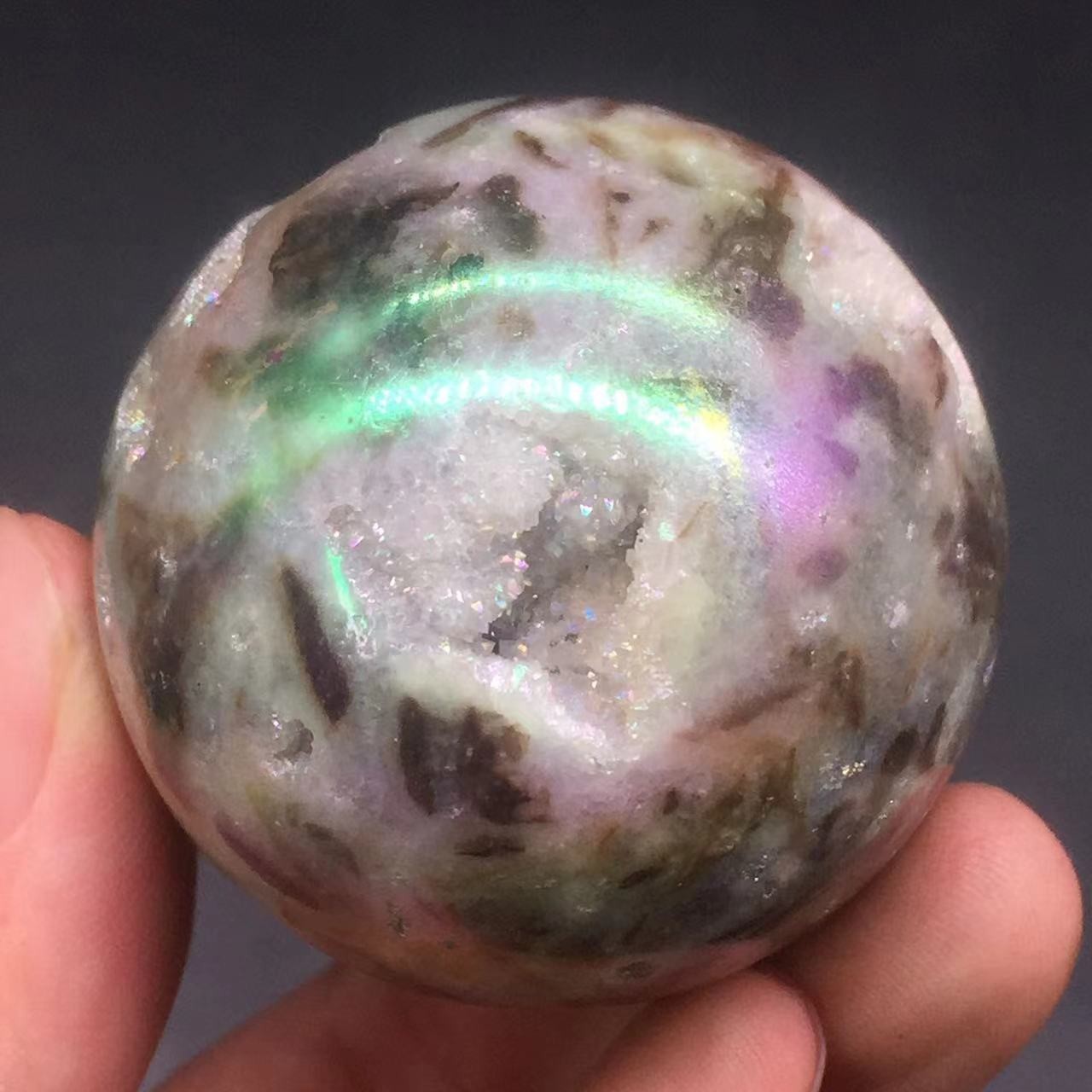 Angel Aura Natural Sphalerite Crystal Geode Druzy Ball Healing Decorate 45mm