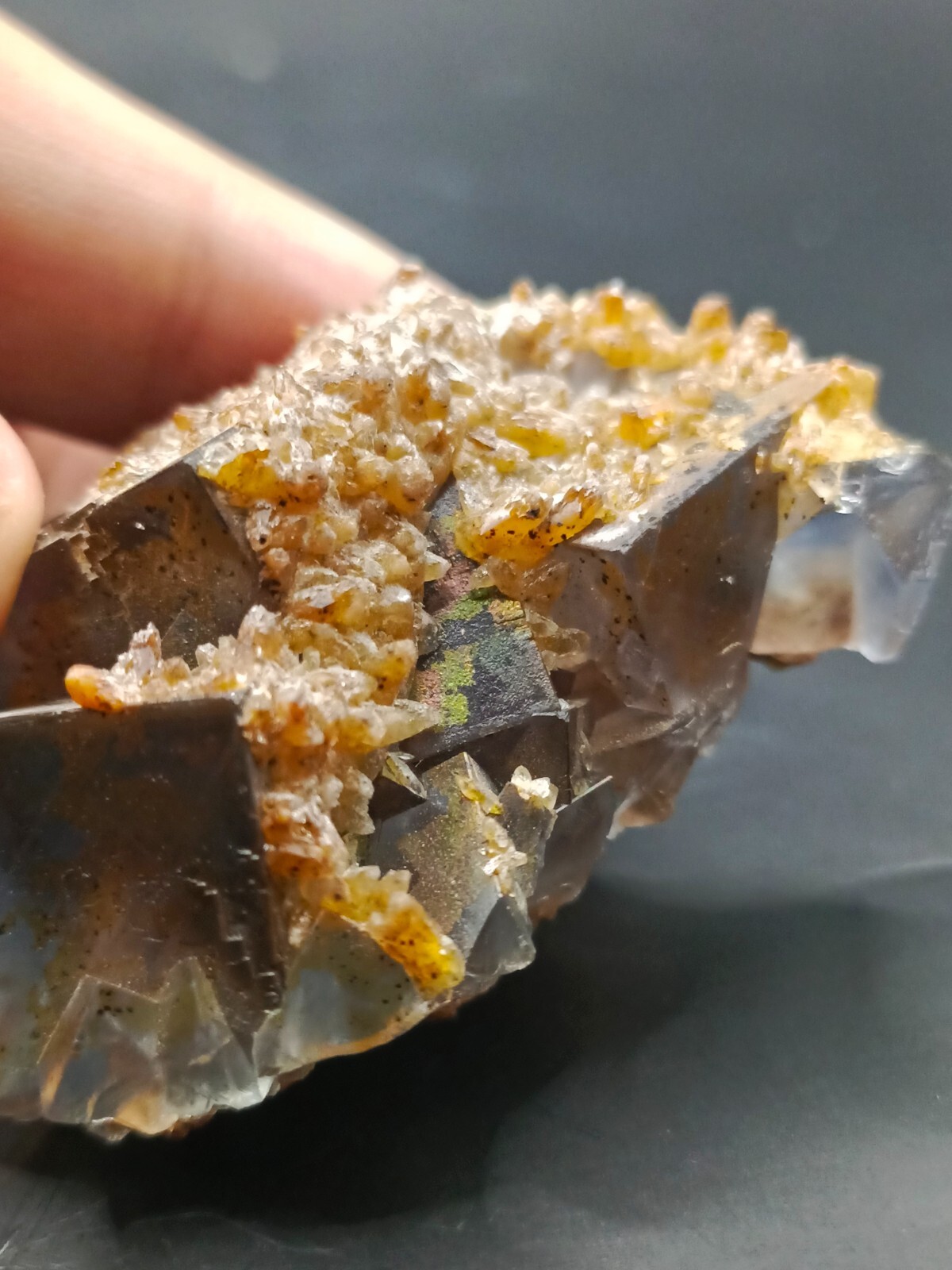 42g Natural Iridescent Cubic Fluorite Crystal Specimen With Blue Inclusions