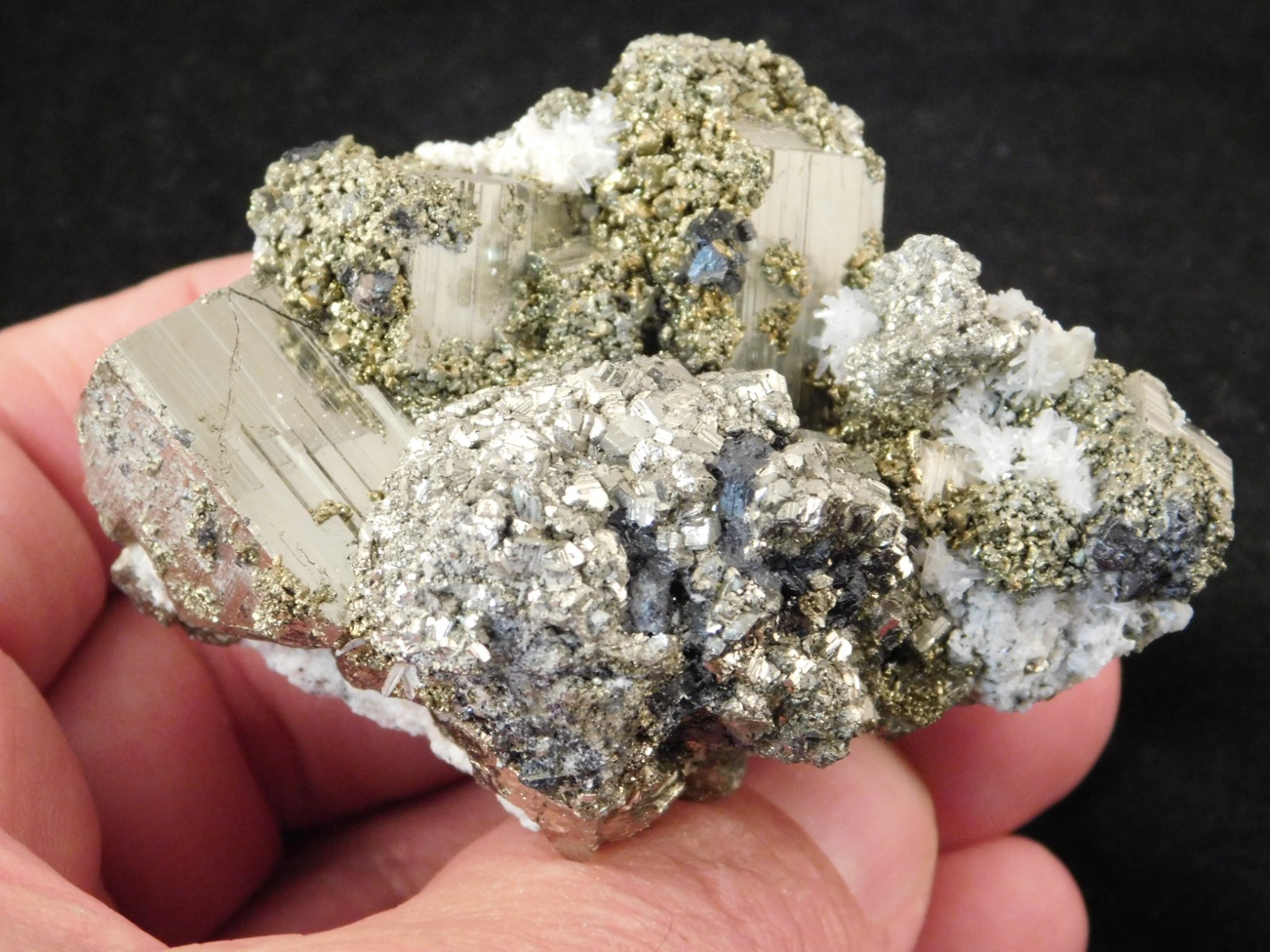 Druzy PYRITE Crystal CUBE Cluster with Sphalerite and Chalcopyrite Peru 198gr