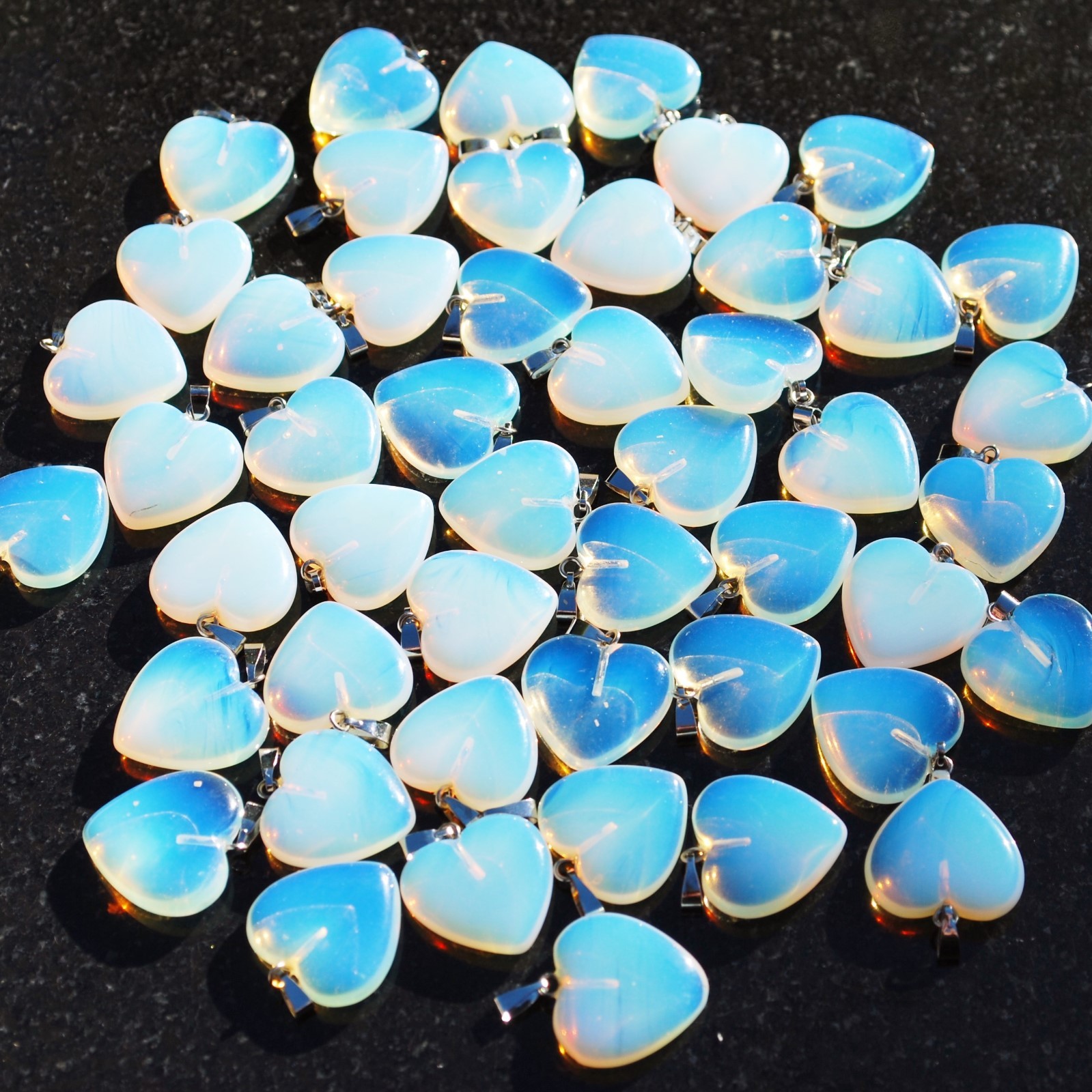 Charged Radiant Opalite Heart Pendant + 20″ Stainless Steel Chain & Charger