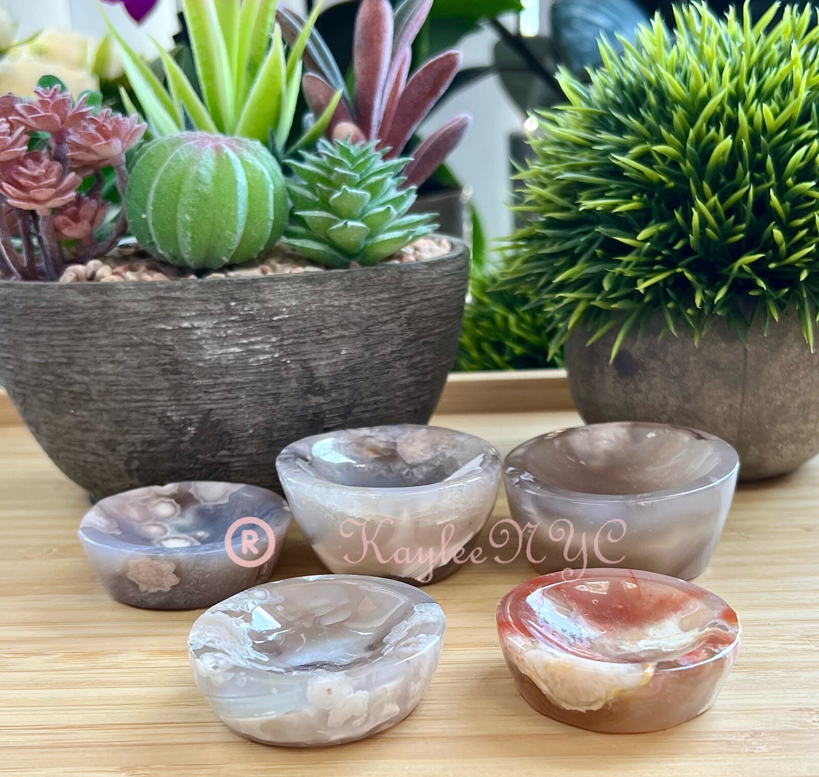 Wholesale Lot 5-8 PCs Natural Flower Agate Bowls Crystal Healing 0.9 – 1 Lb