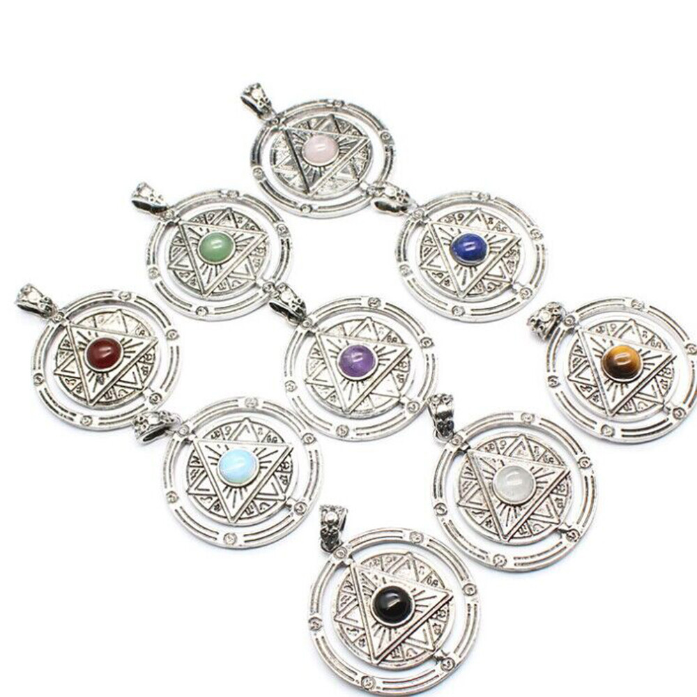Natural Stone Crystal 6 Six Pointed Star Hexagram Pendant Chakra Bead Reiki Gift