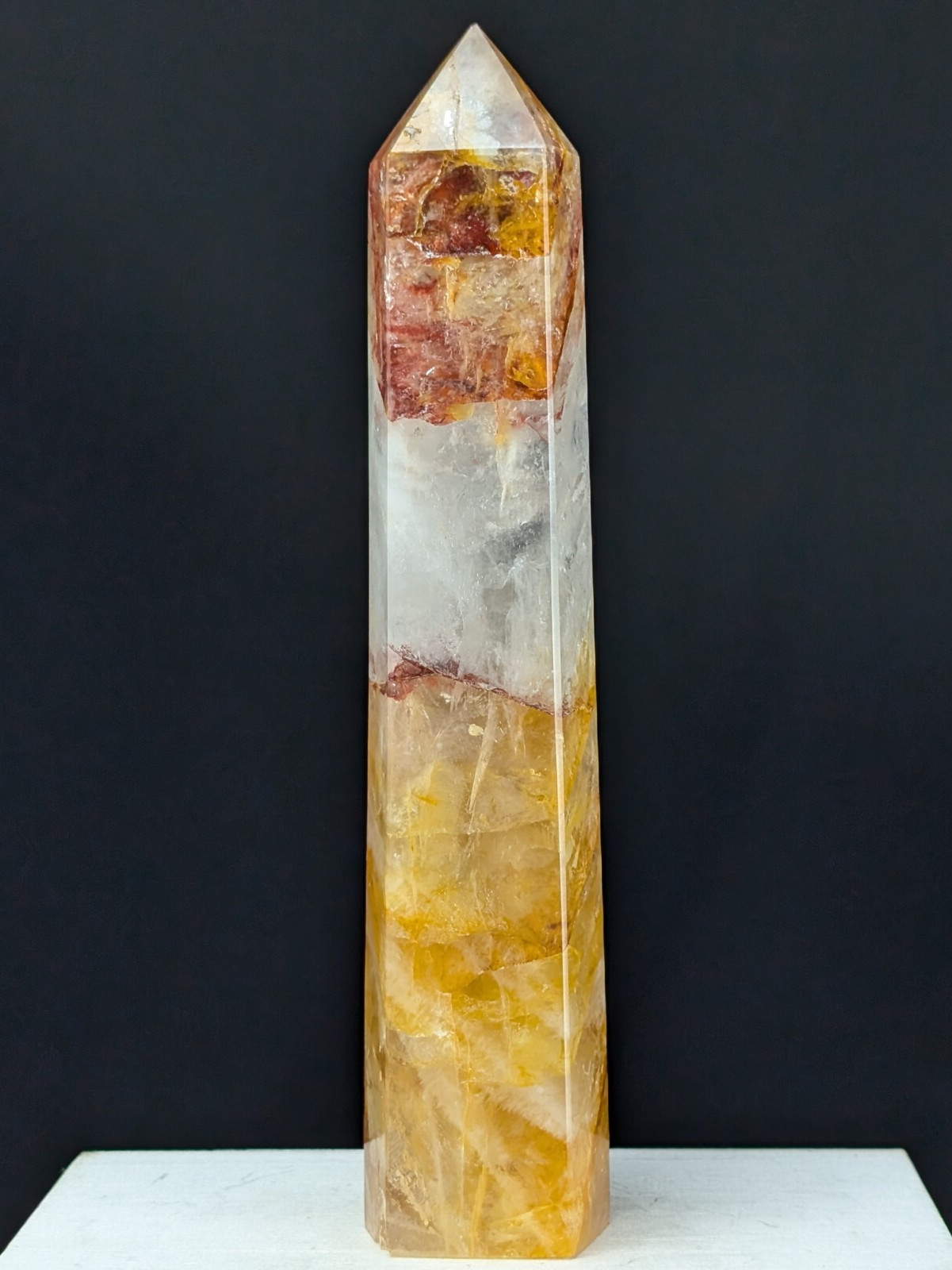 Golden Healer Tower Point Crystal Quartz Gemstone Large Big Tall Chakra Wand