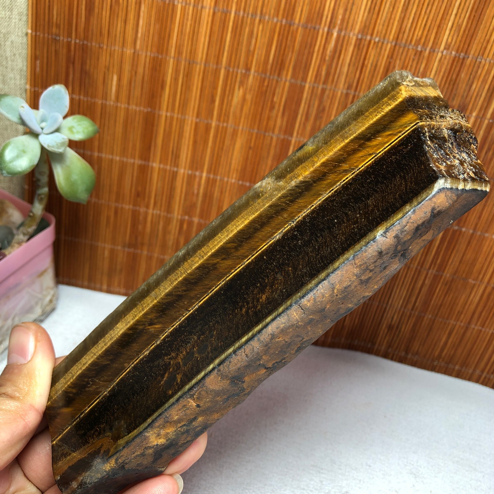 Natural Yellow Tiger Eye Crystal gemstone Polish Mineral Specimen 369g A2233