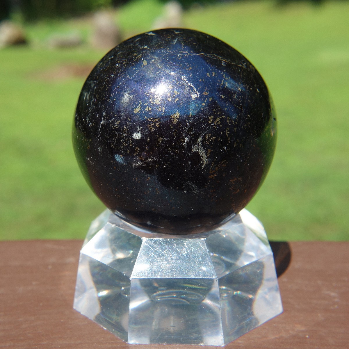Covelite Sphere / Dark Blue Crystal Ball with Pyrite
