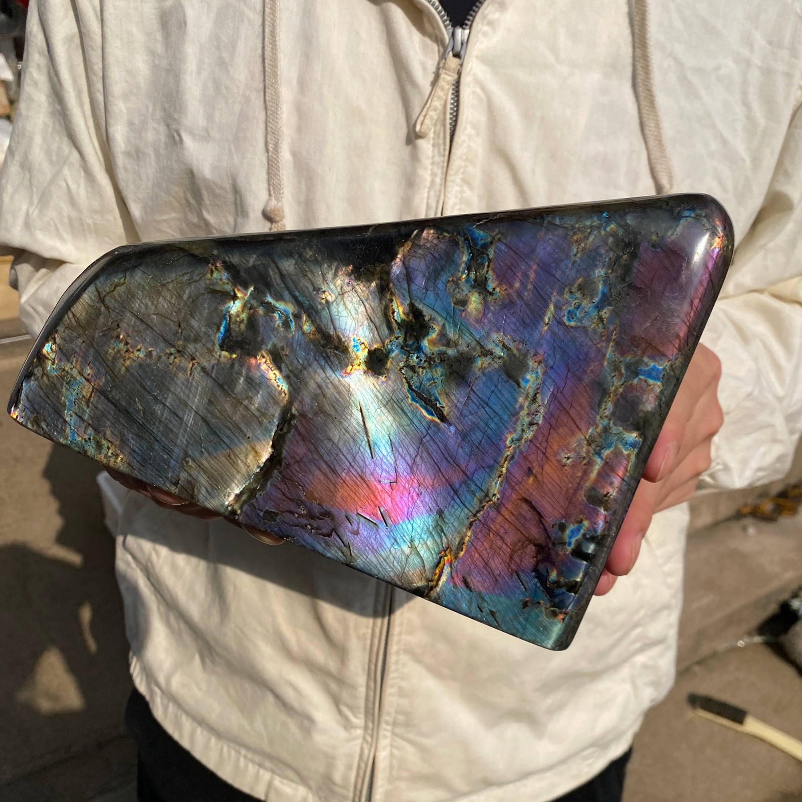 10.1LB Natural Labradorite Crystal Quartz Rough Mineral Specimen Healing