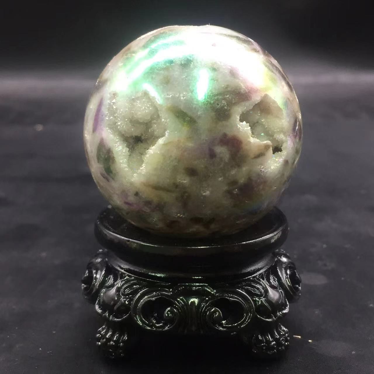 Angel Aura Natural Sphalerite Crystal Geode Druzy Ball Healing Decorate 45mm