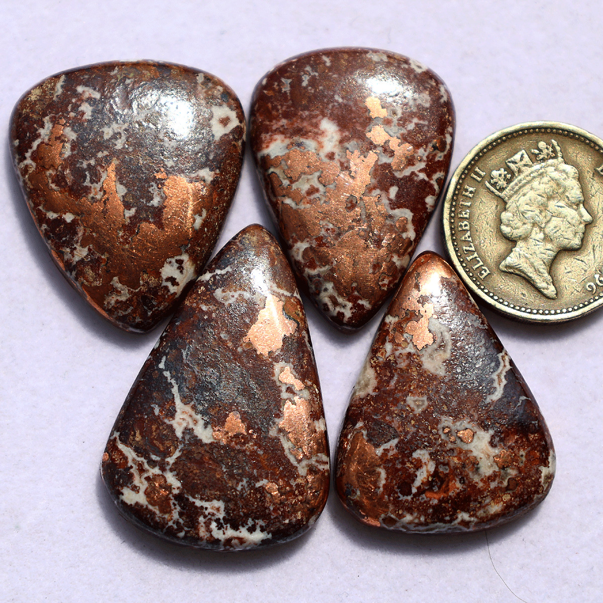 4 Pcs Natural Copper Dolomite Hi-Grade Collectible Teardrop Crystal Specimens