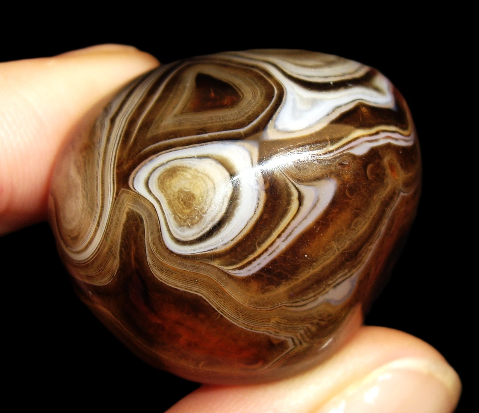 Beautiful Translucent Banded Agate Polished Pebble from Madagascar 28.6g
