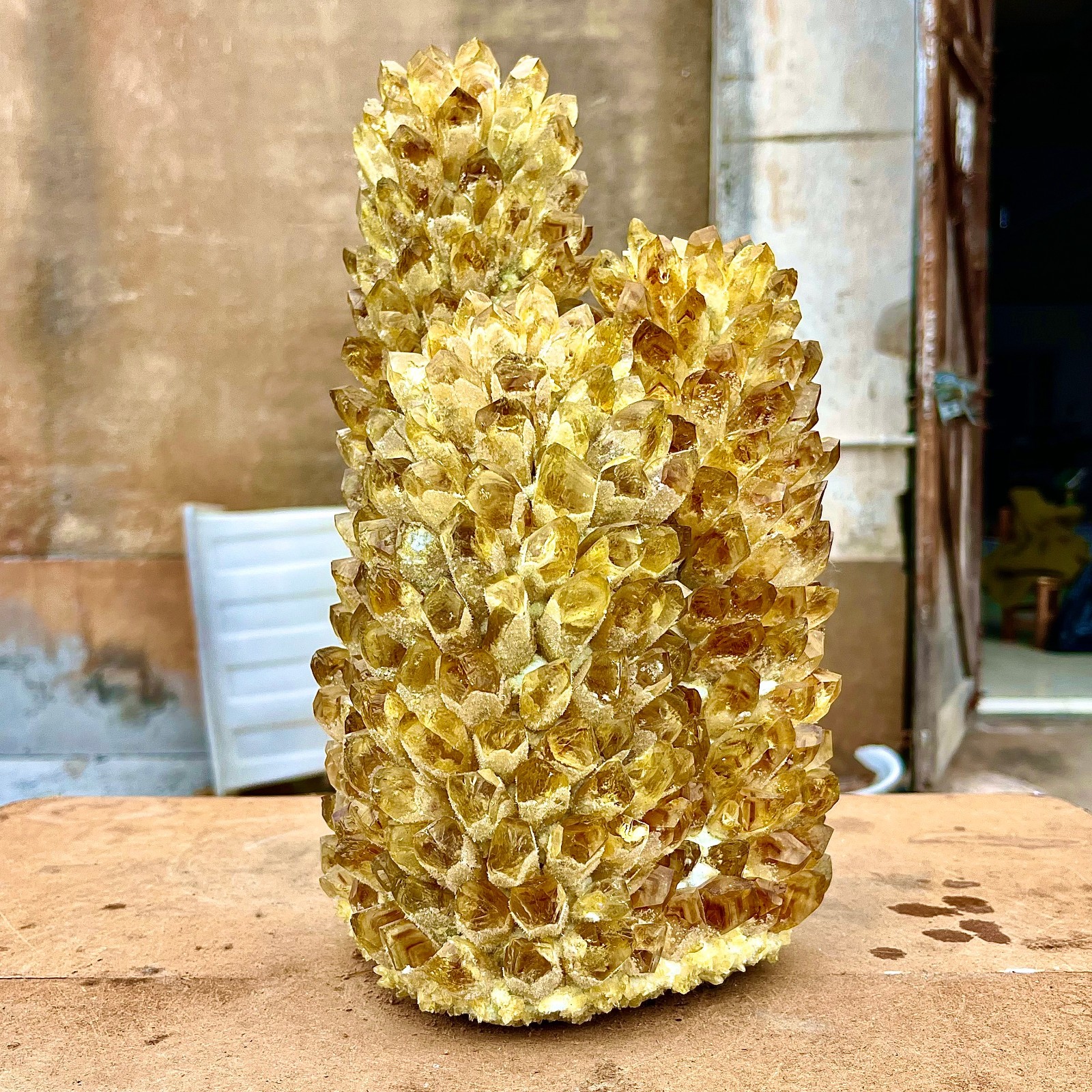 18.88LB Yellow Ghost Phantom Crystal Cluster Flower Raw Crystal Heal Quartz Deco