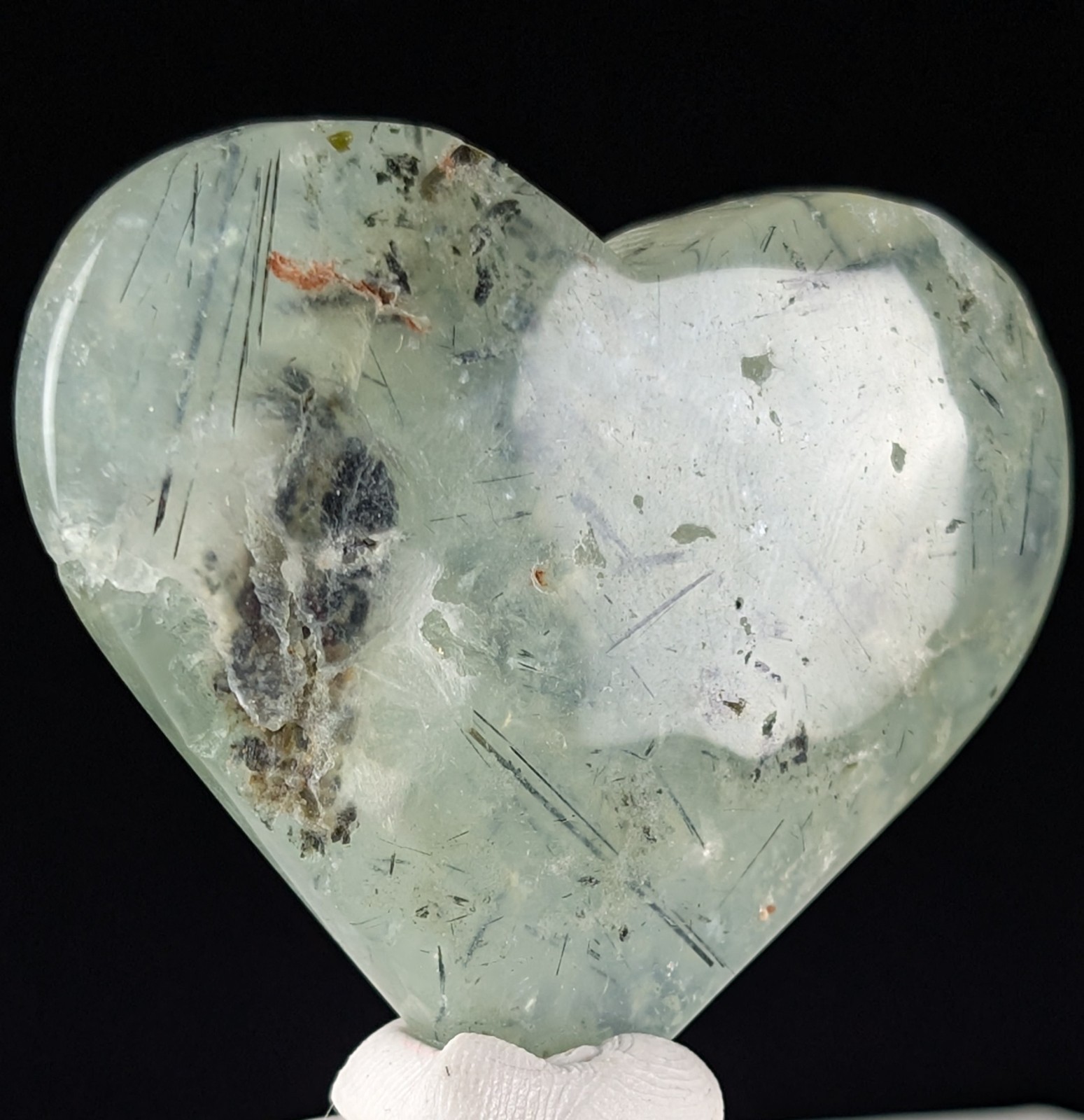 Prehnite Heart Carving Crystal Gemstone Chakra Reiki Rock