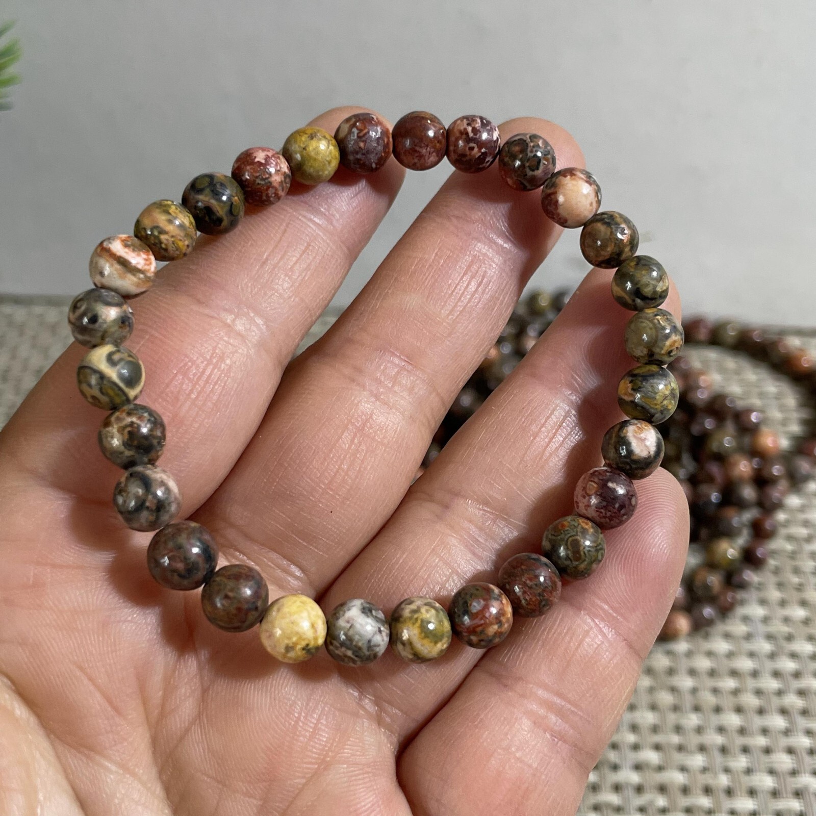 Wholesale 5Pcs Natural Leopard Jasper stone 6mm Quartz Crystal Stretch Bracelet