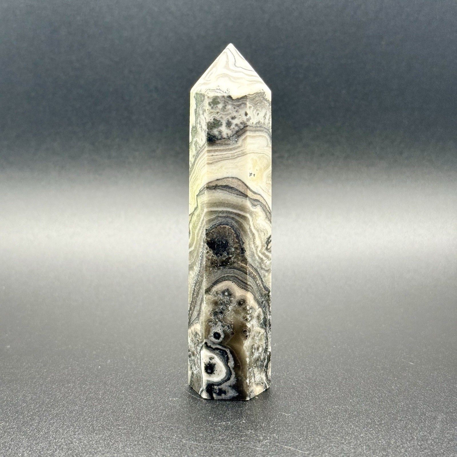 Dendritic Orange Calcite, Banded Crystal Tower Set of 3, Approx 3 1/2 Inches