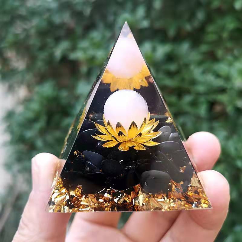 Orgone Pyramid Rose Quartz Sphere Obsidian Orgonite Root Chakra EMF protection