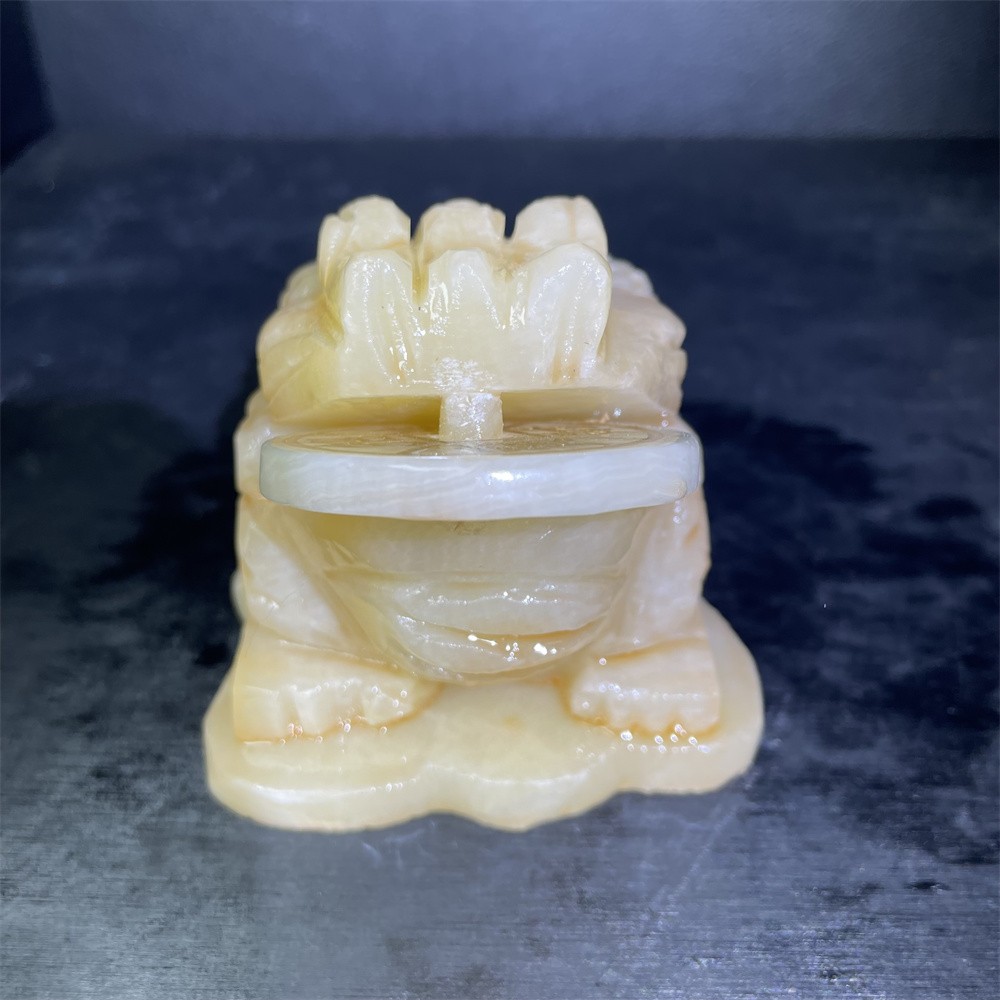 1.3LB 3.1″ Random 1pc Natural Calcite Golden Toad Crystal Reiki Carving Decor