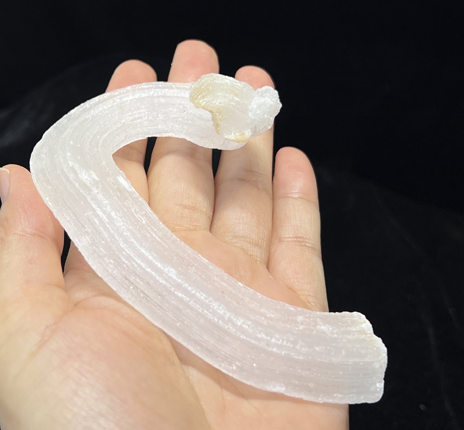 115mm LARGE sparkling ‘Ram’s Horn’ shape Selenite (Gypsum), Natural Mineral