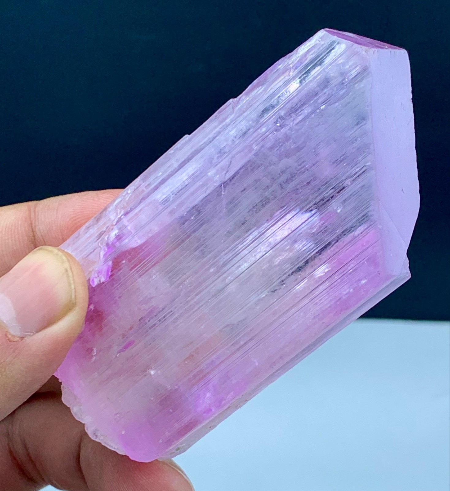 147 Gm Pink Kunzite Natural DT, Gemmy Wonderful Shape Crystal Combine Quartz—AFG