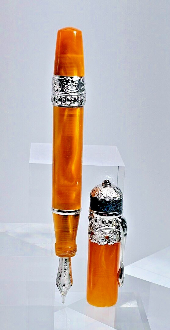 RARE! ANCORA VESUVIO YELLOW LIMITED EDITION 73/88 FOUNTAIN PEN FINE 18K GOLD NIB