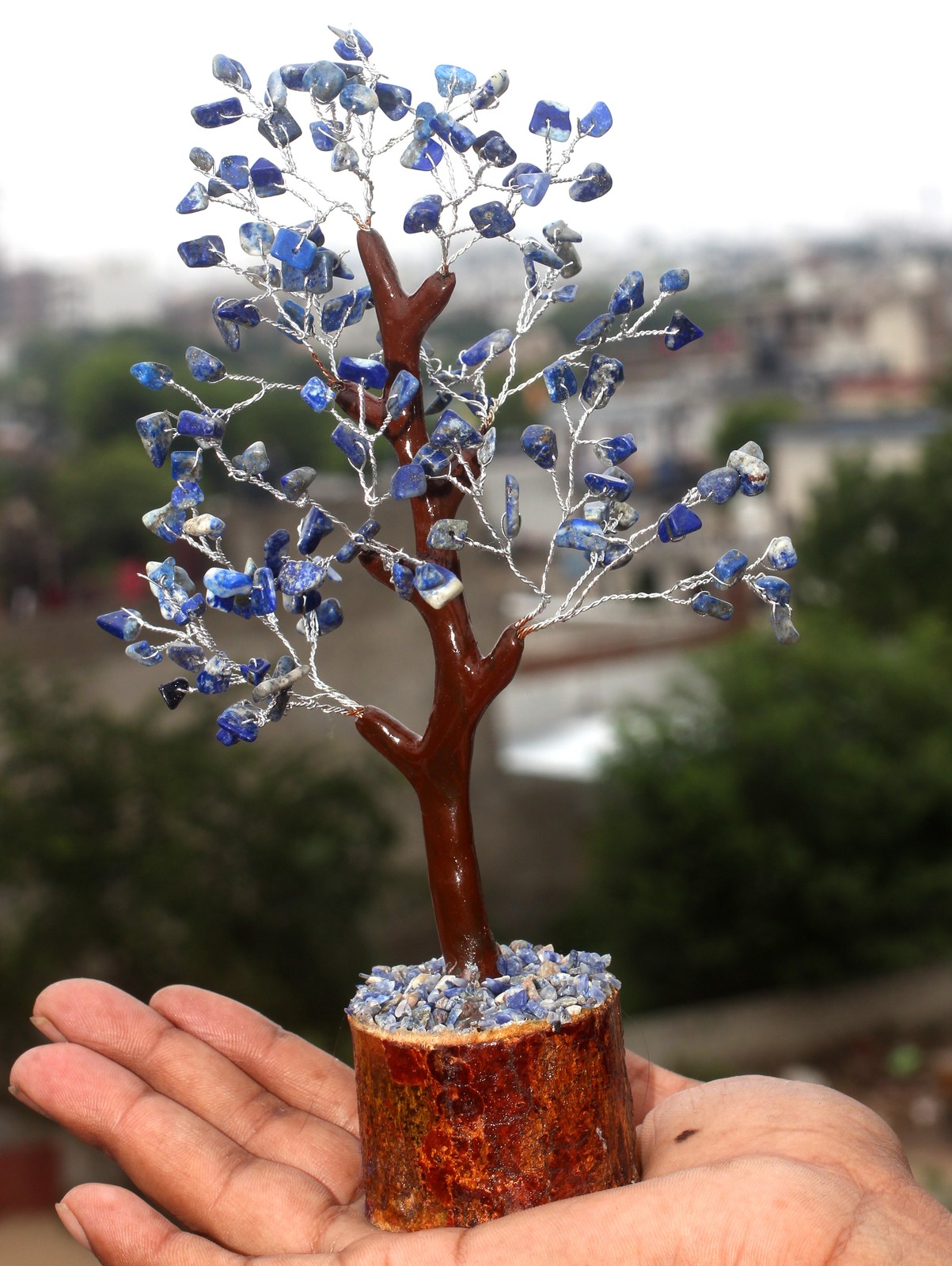 Lapis Lazuli 75+ Gemstones SIlver Wire Tree Decor Reiki Healing Spritual Item GW